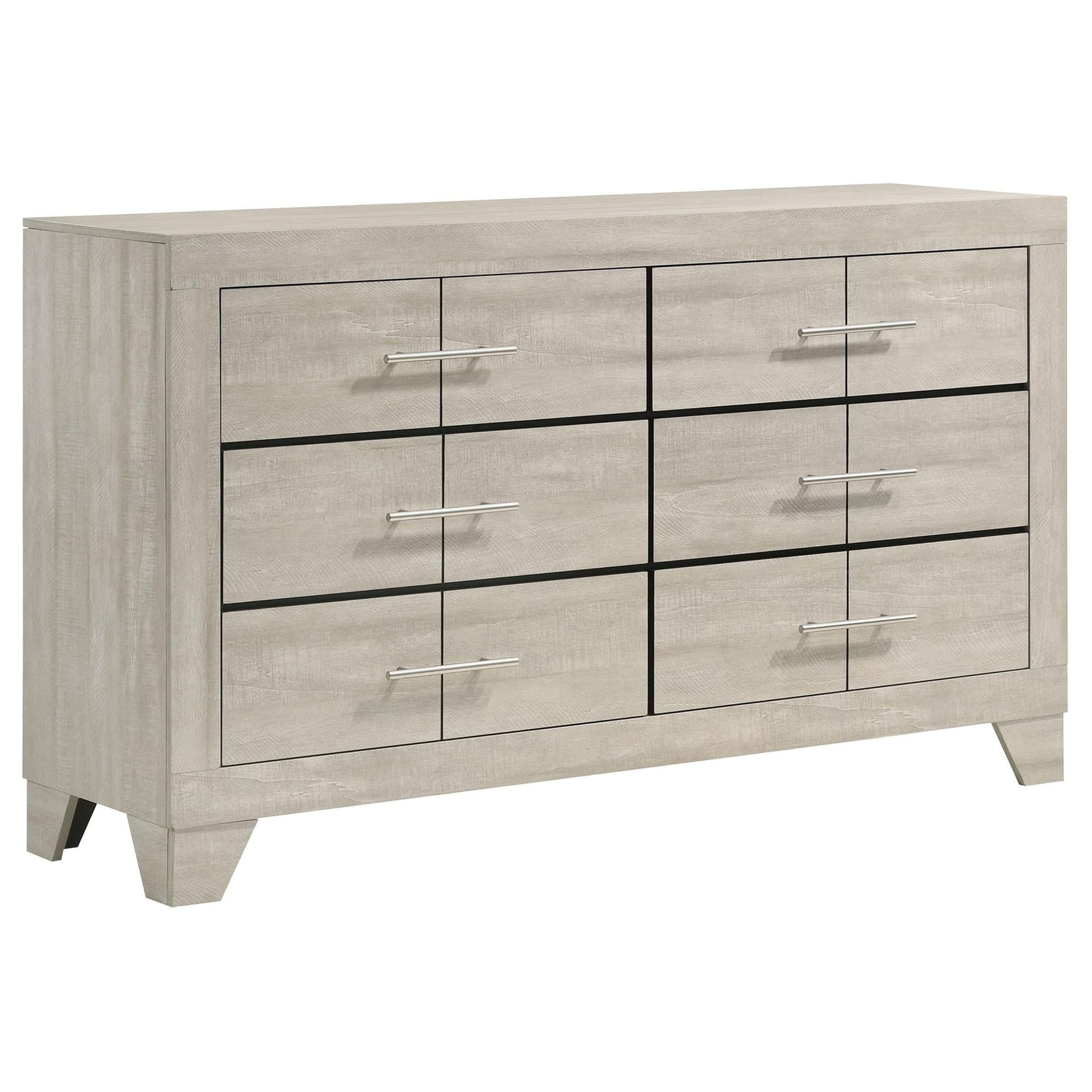Trenton 6-drawer bedroom dresser rustic cream front view