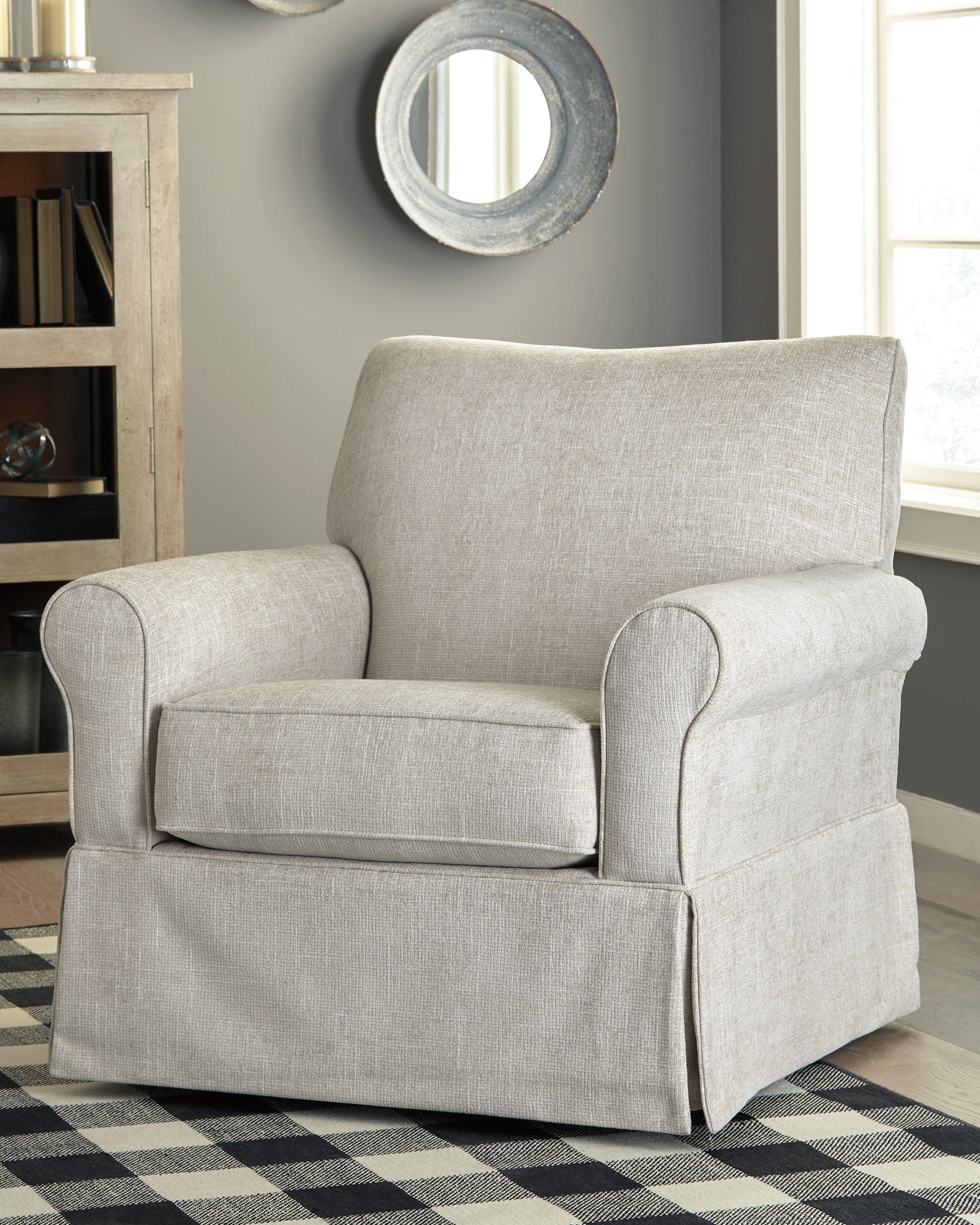 Searcy Quartz Accent Chair front angle showing tufted back and seat