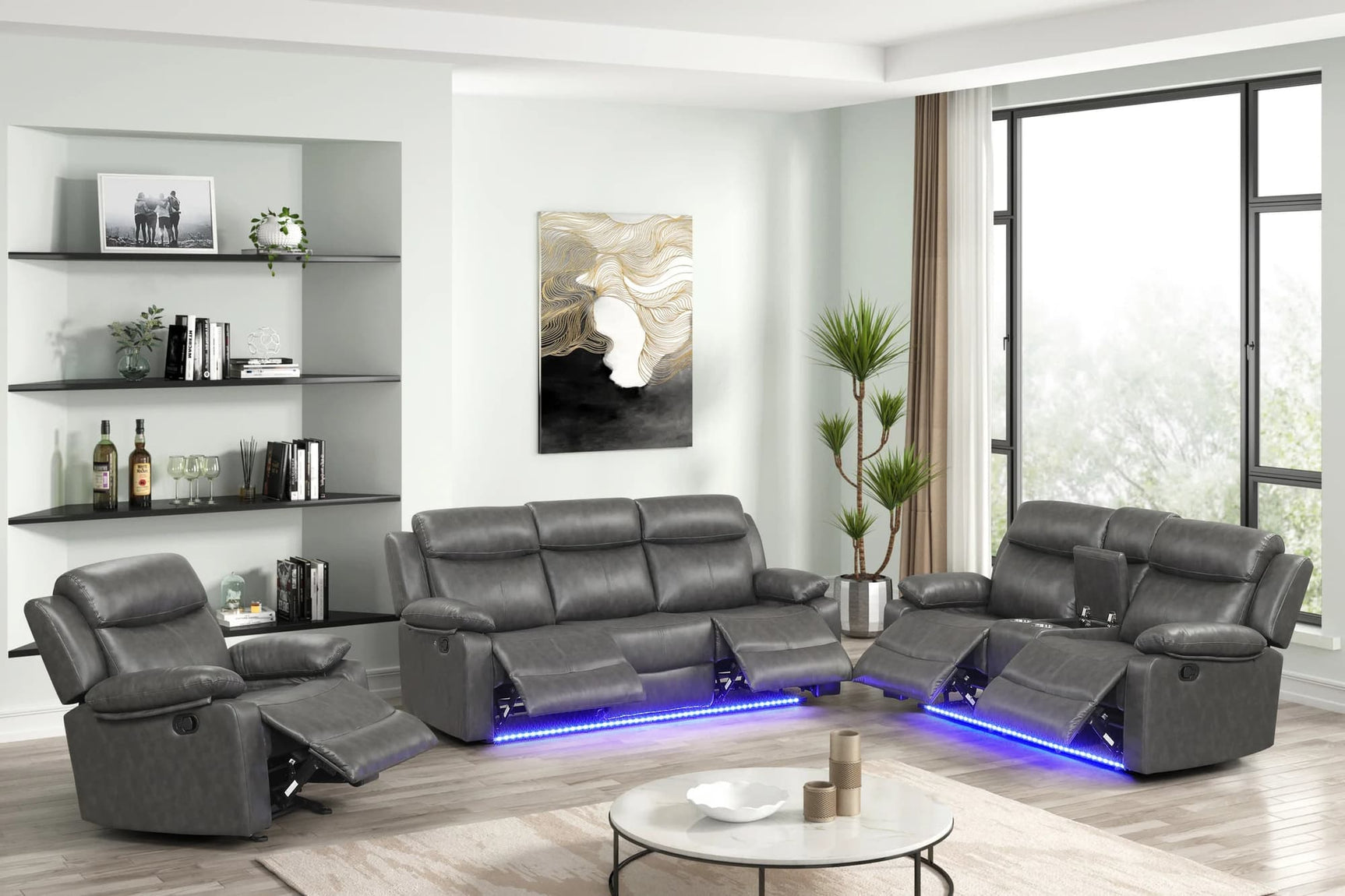 Aiden Gray 3-piece reclining set sofa front angle
