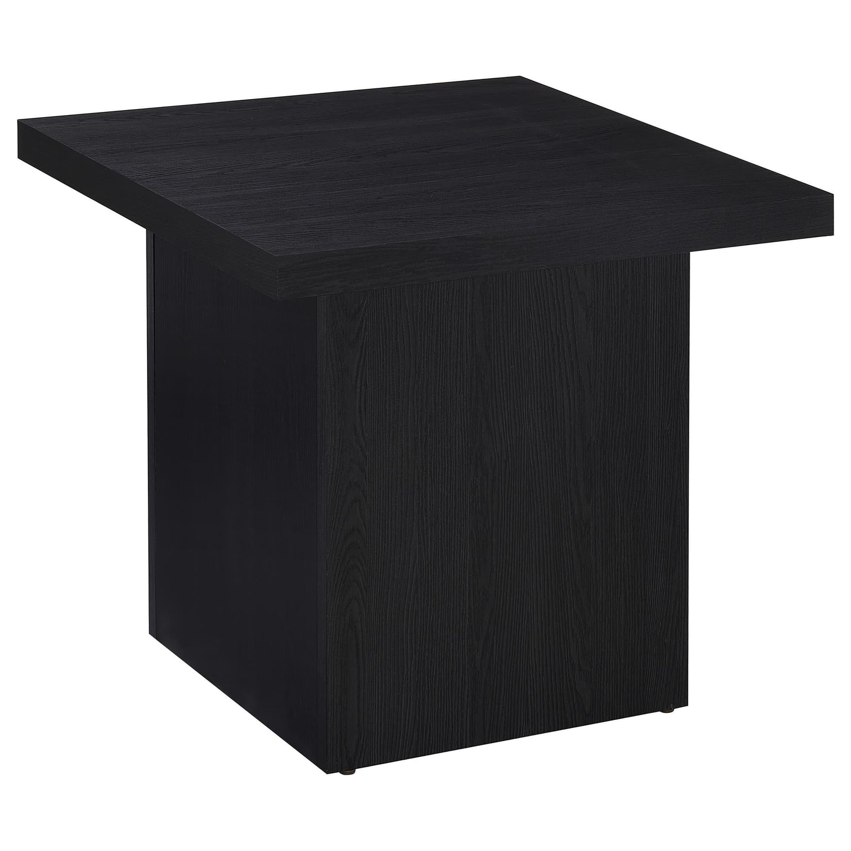 Max Square black engineered laminate end side table front view