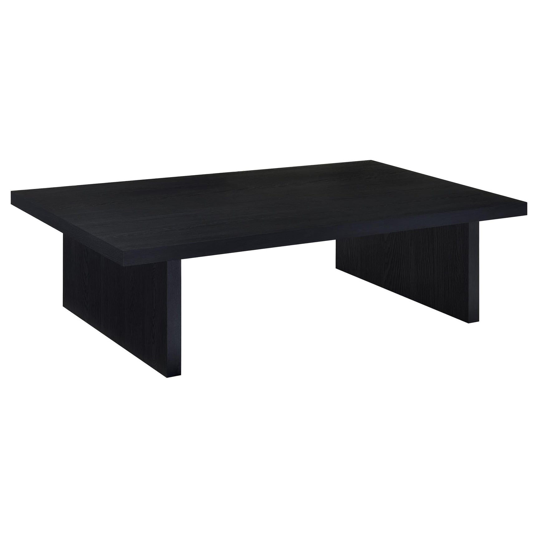 Max rectangular black engineered laminate coffee table, top view