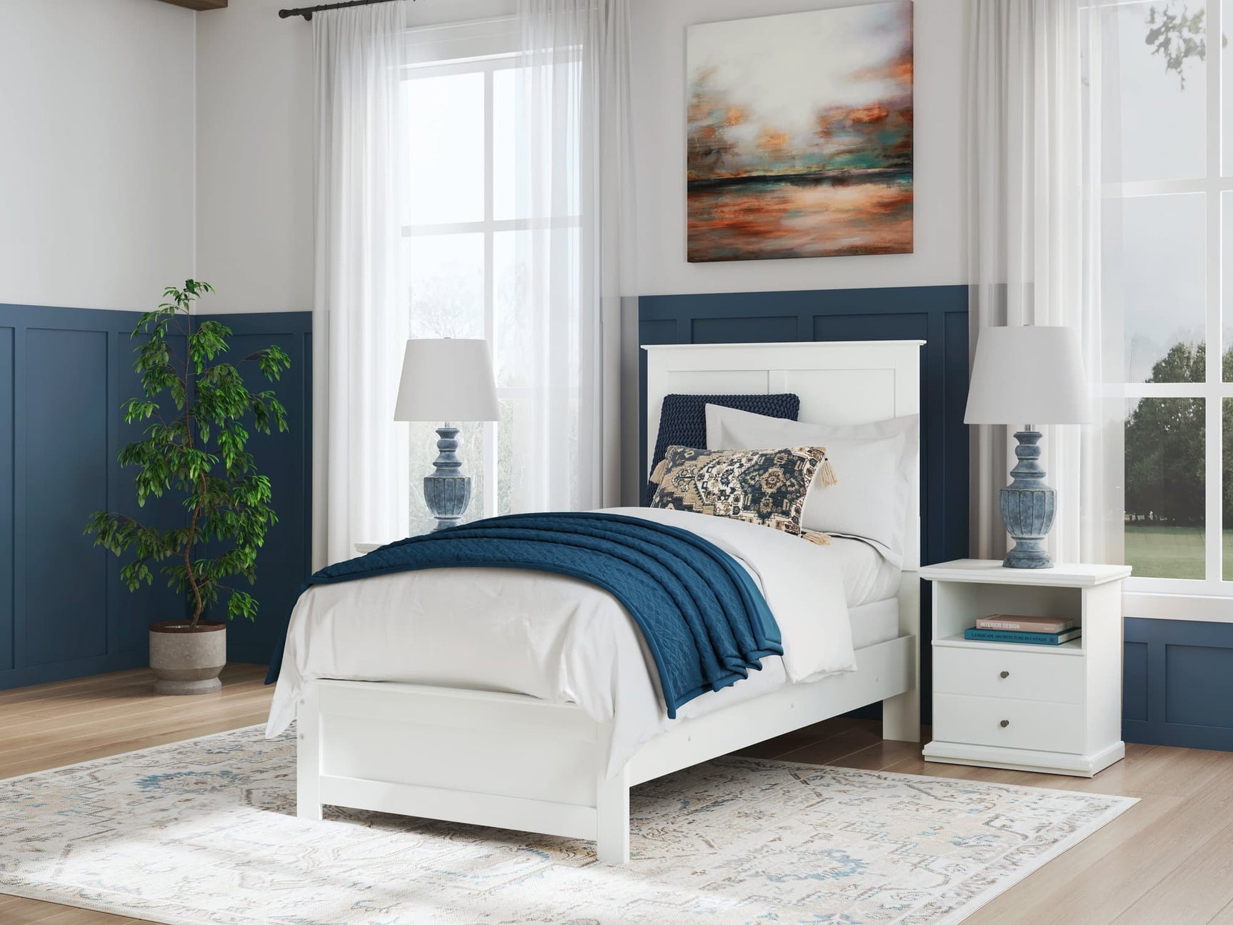 Bostwick Shoals White Twin Panel Bed front view