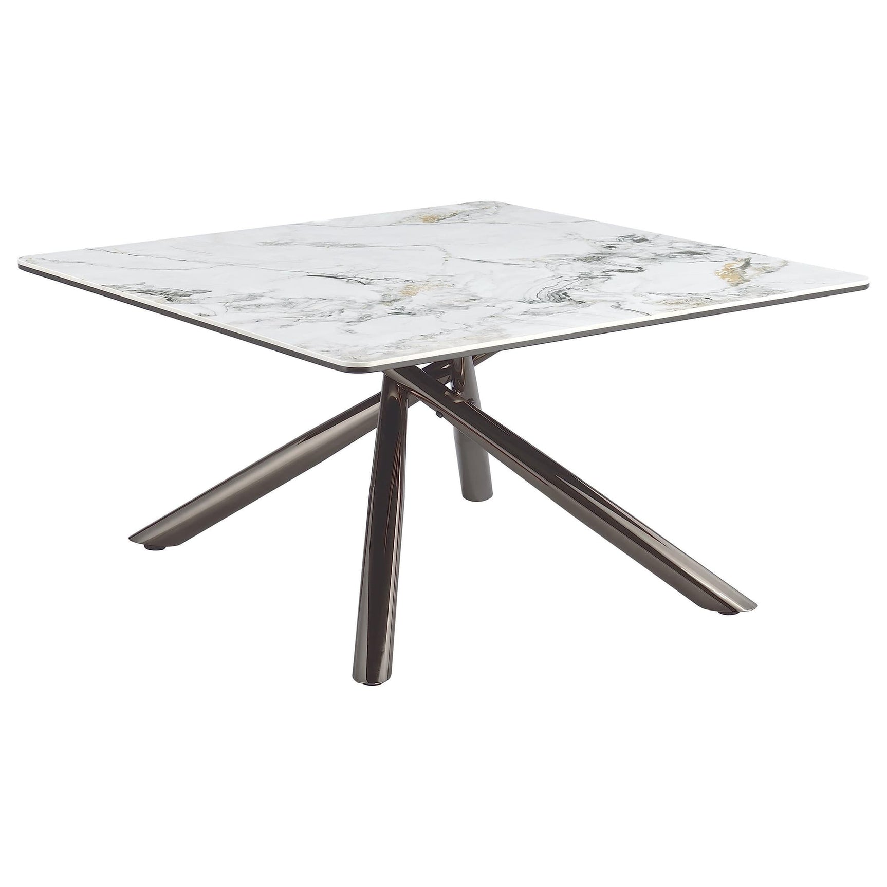 Carvell Square Coffee Table top view showing mirage white sintered stone