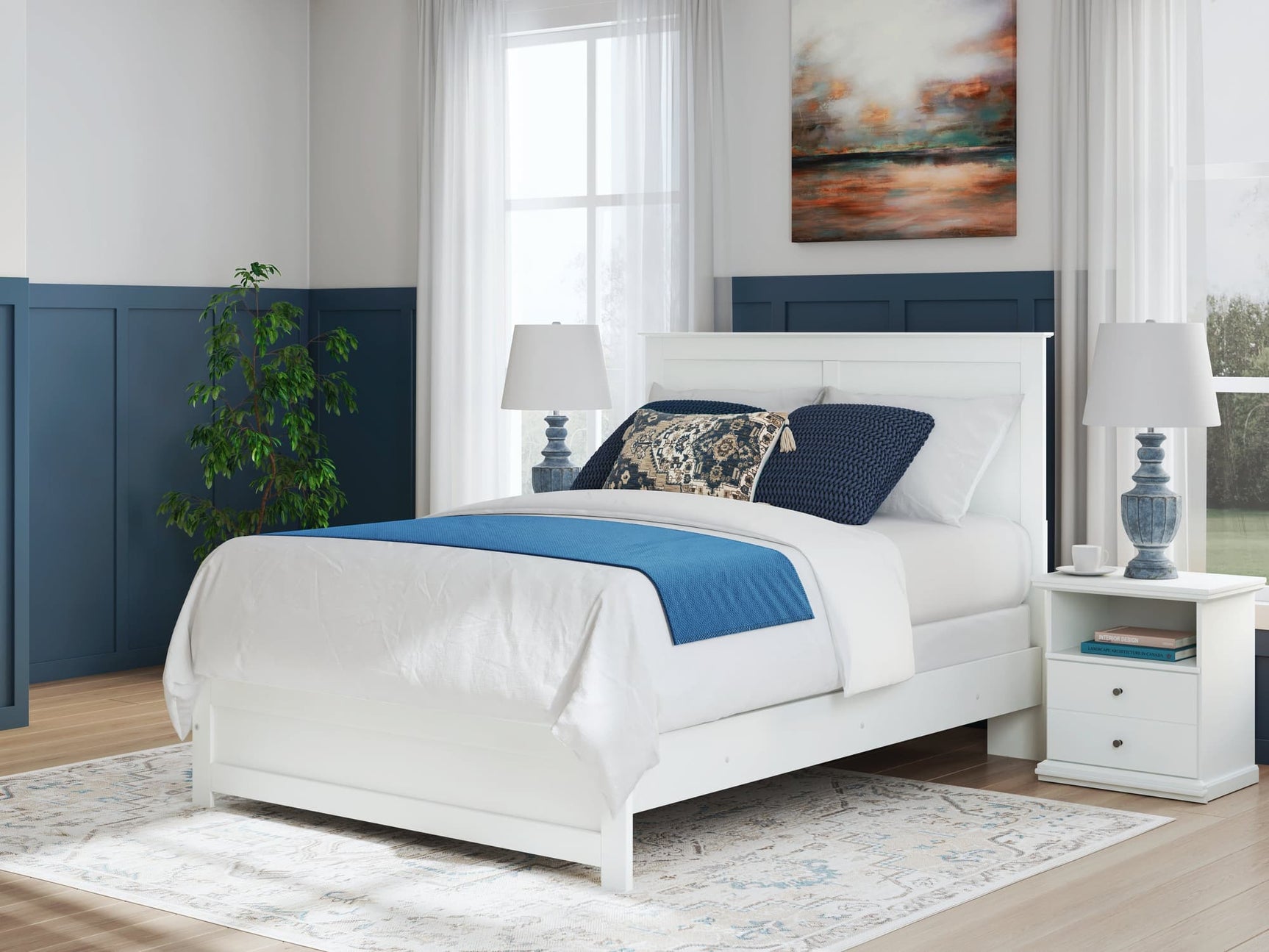 Bostwick Shoals White Queen Panel Bed - front view