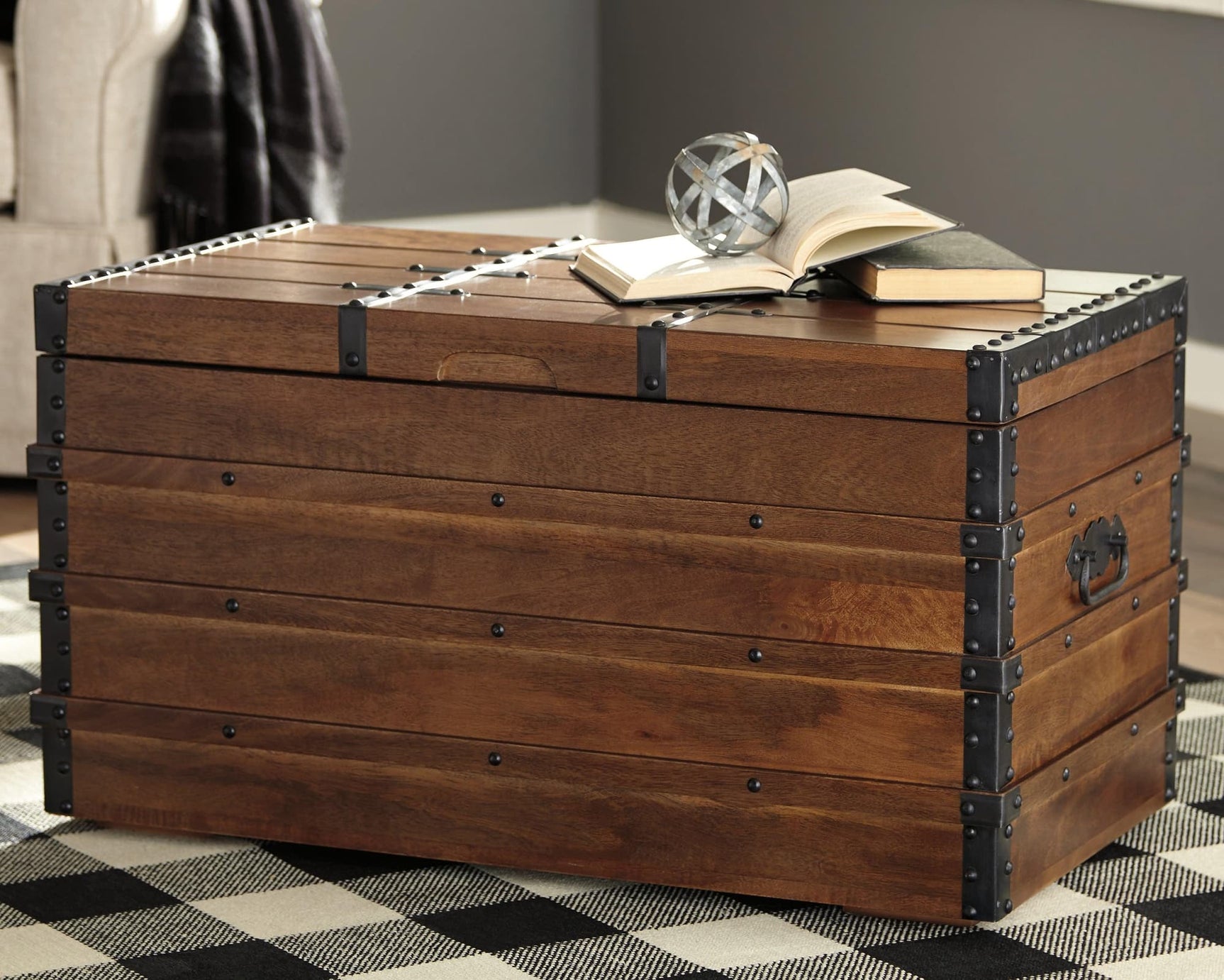 Kettleby Brown Storage Trunk closed front angle