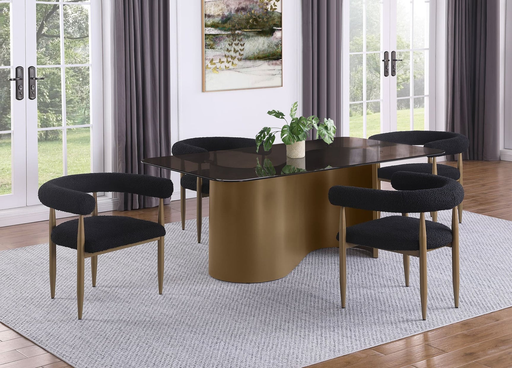 Edson Bronze Rectangular Glass Top Dining Room Set main view