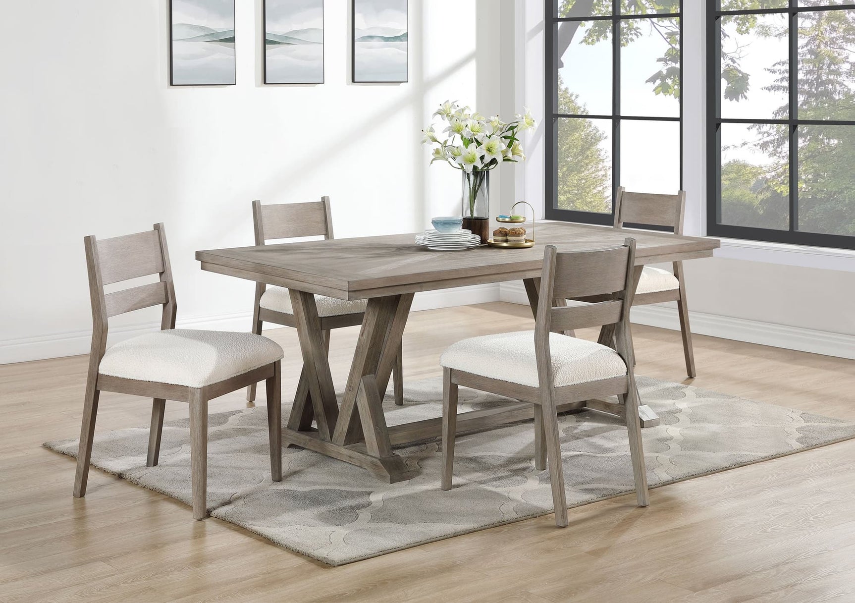 main view of Cornelia Coastal Grey Rectangular Dining Room Set