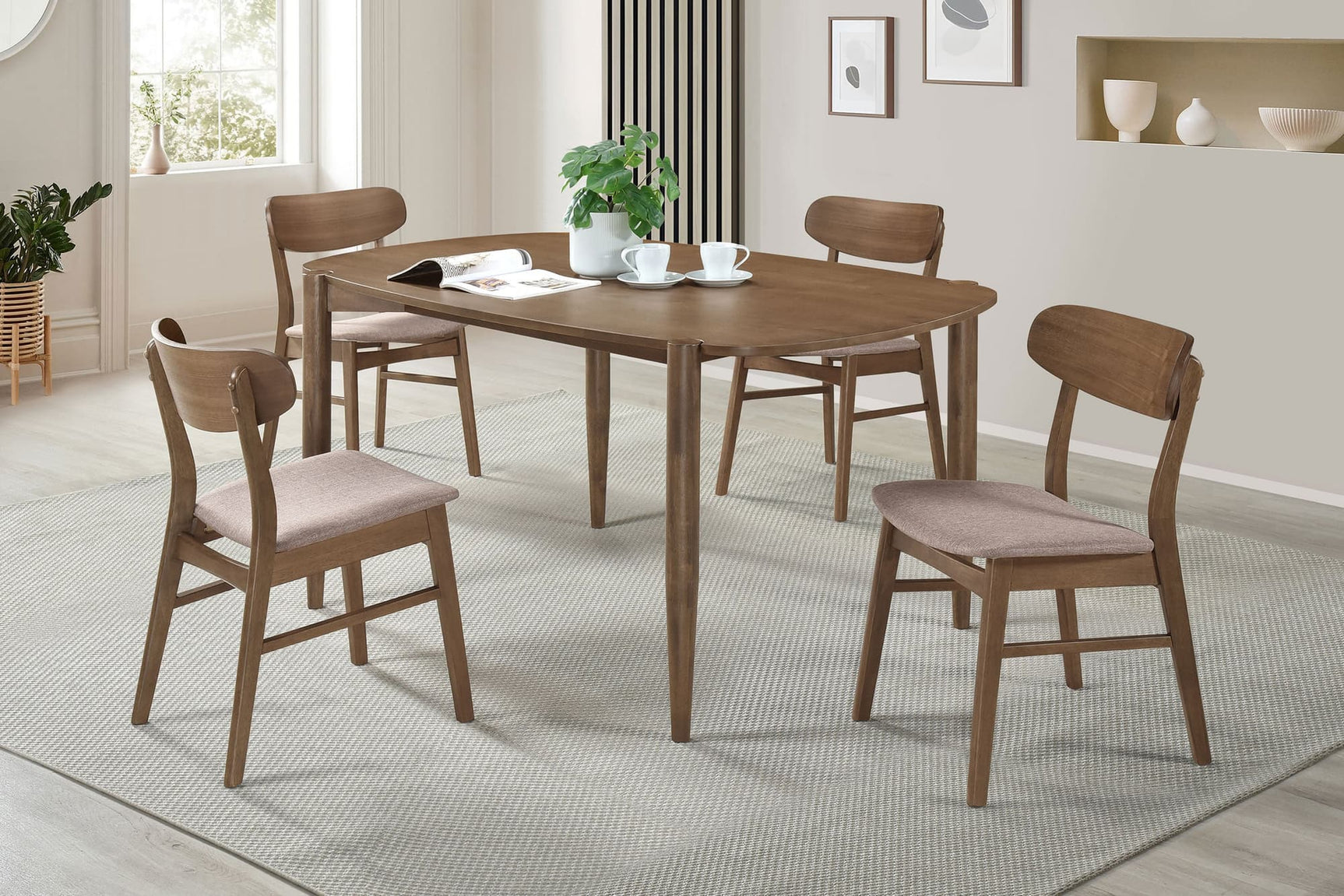 Main view of Dortch Walnut oval solid wood dining room set