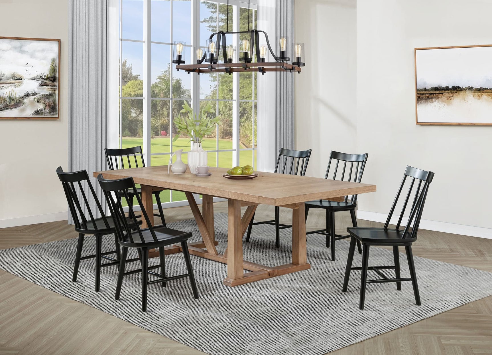 Main view of Middleton Natural Brown Black Extension Leaf Dining Room Set dining room furniture