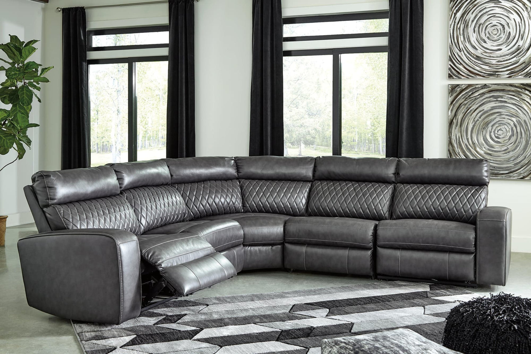 Samperstone sectional front angle showing recliner and USB ports