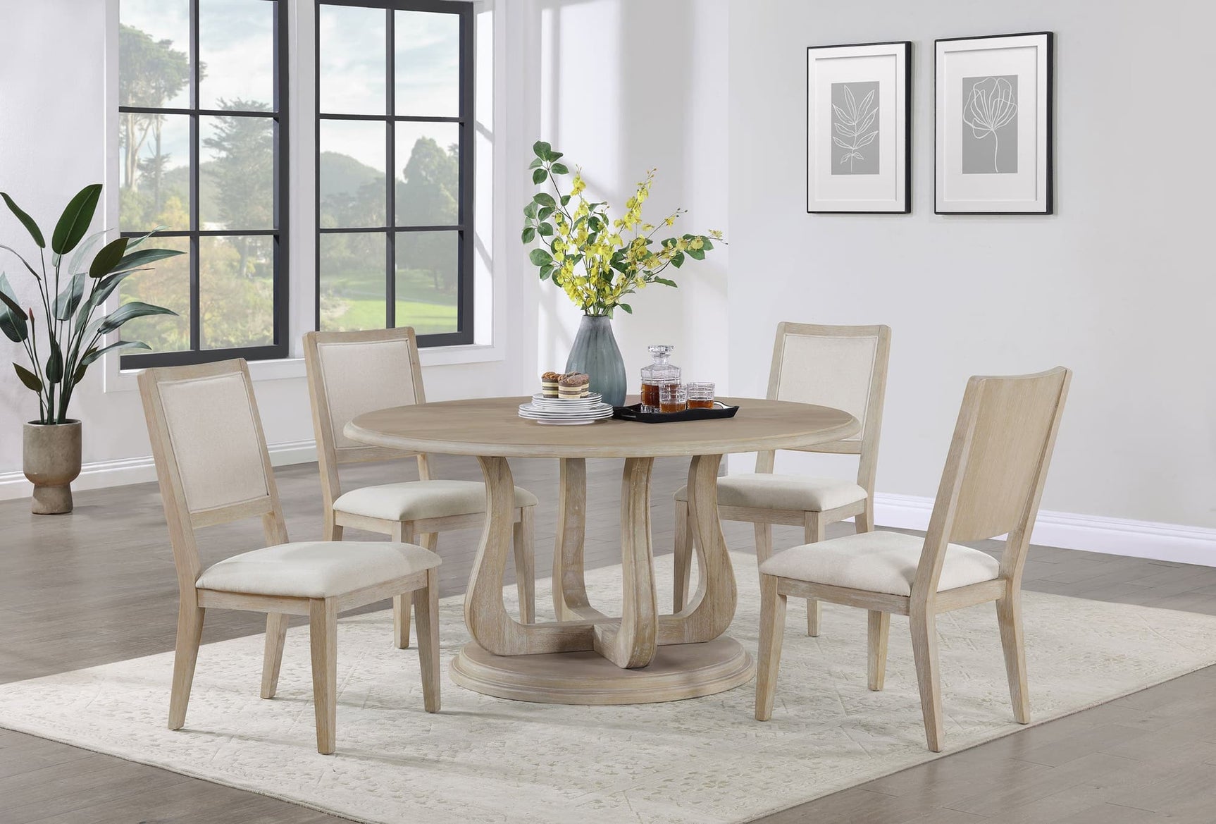 Trofello Whitewash Round Dining Room Set main view