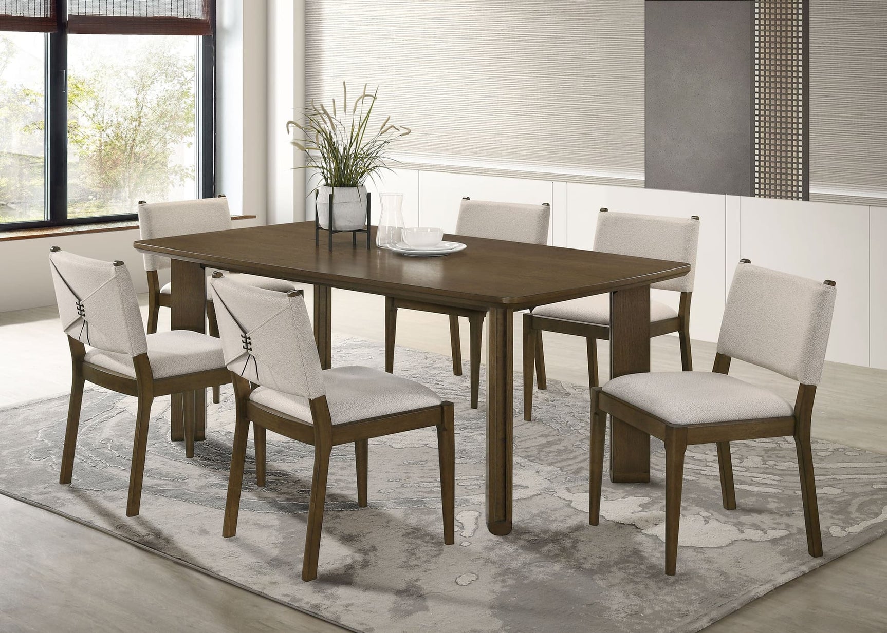 Ottowa brown rectangular wood dining table set main view