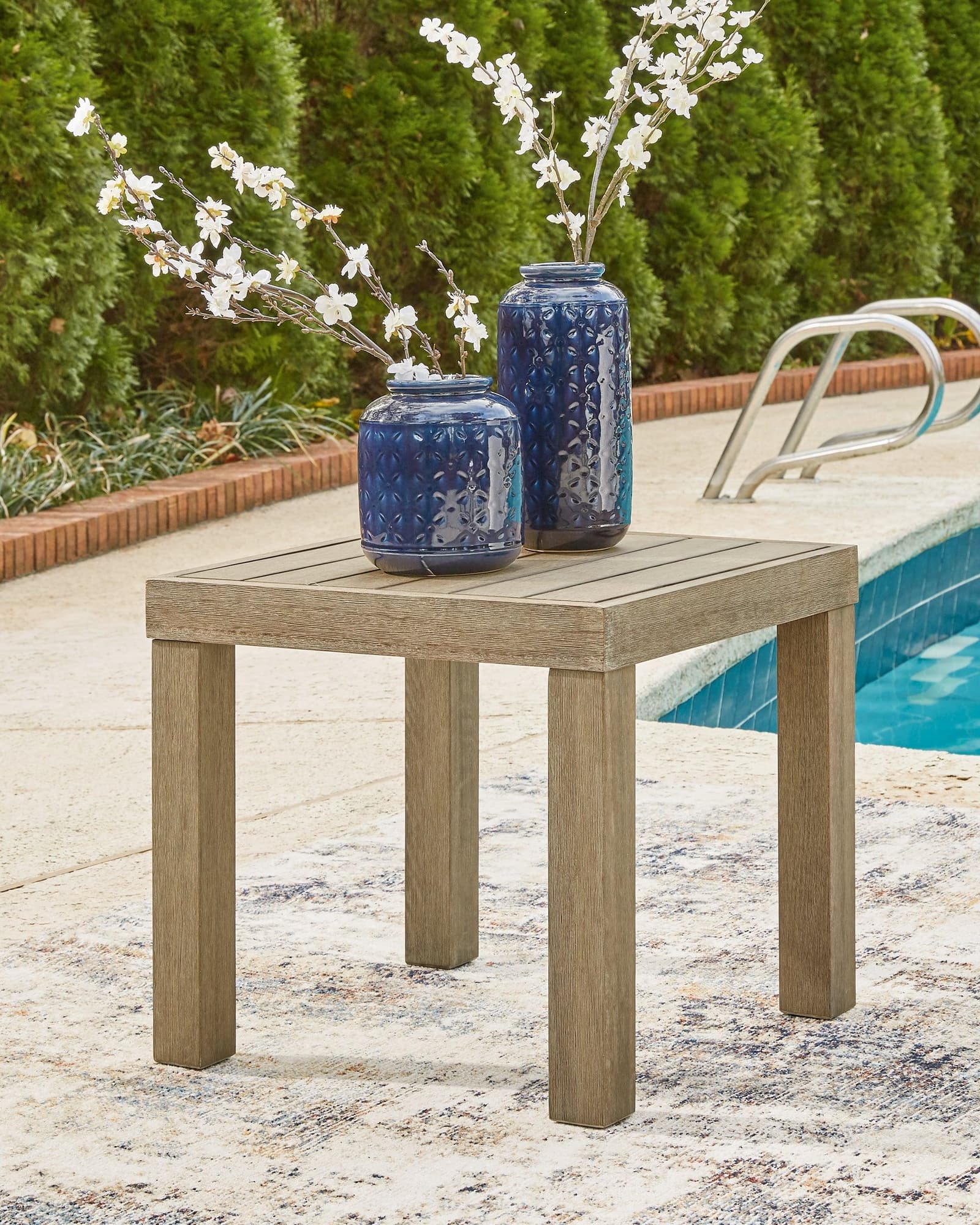 Silo Point Brown Outdoor End Table front angle view