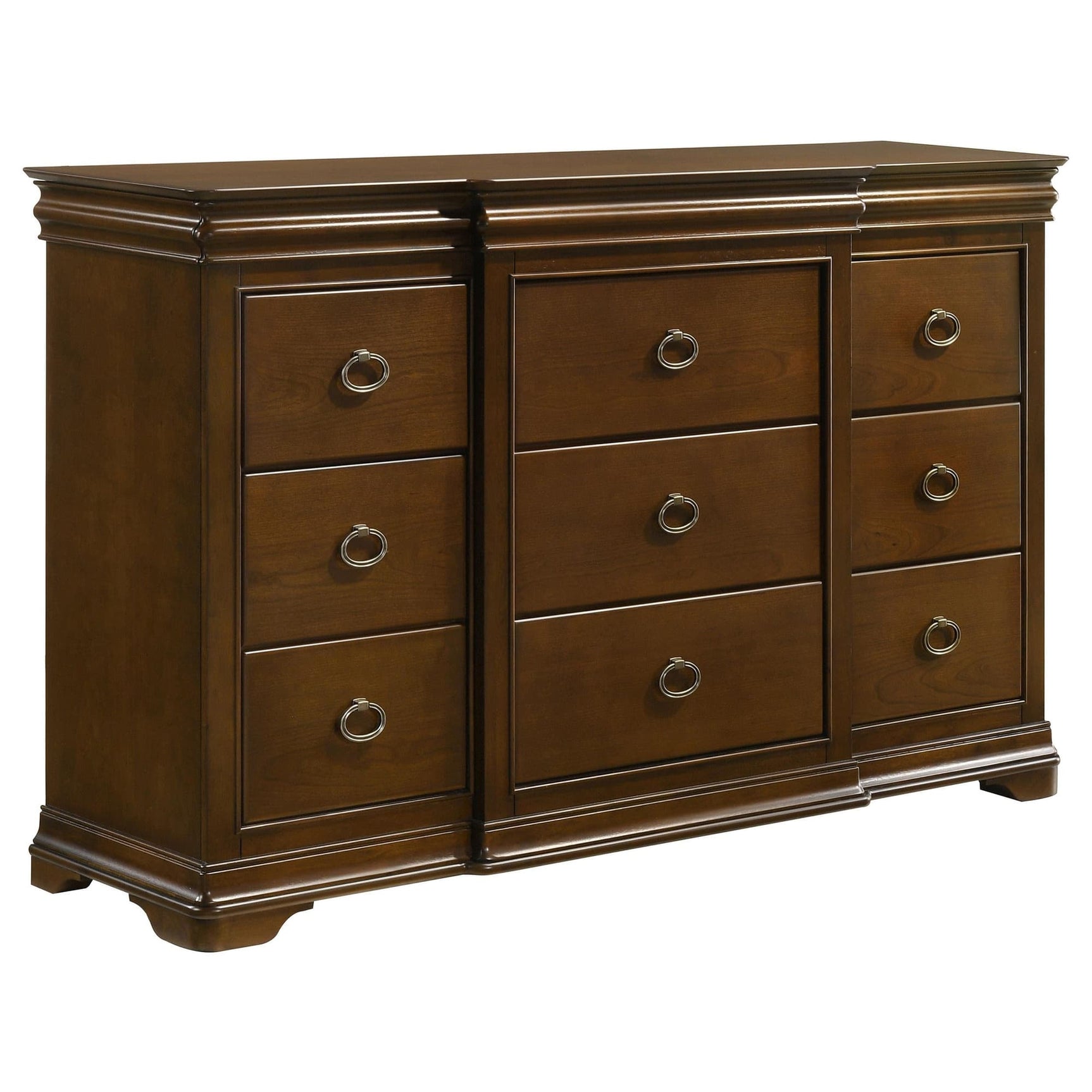 Garland 11-drawer brown cherry bedroom dresser cabinet front view