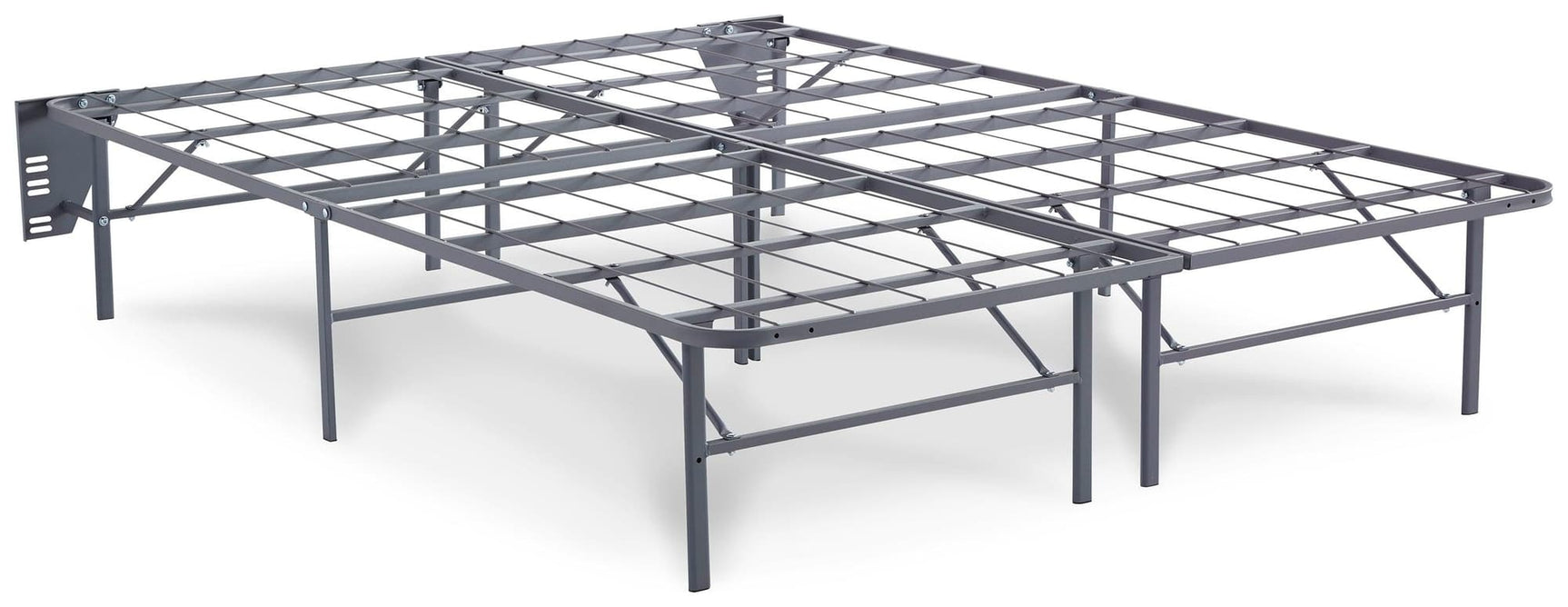 Better Than a Boxspring Gray Queen Foundation side view showing 12 support legs and gray upholstery