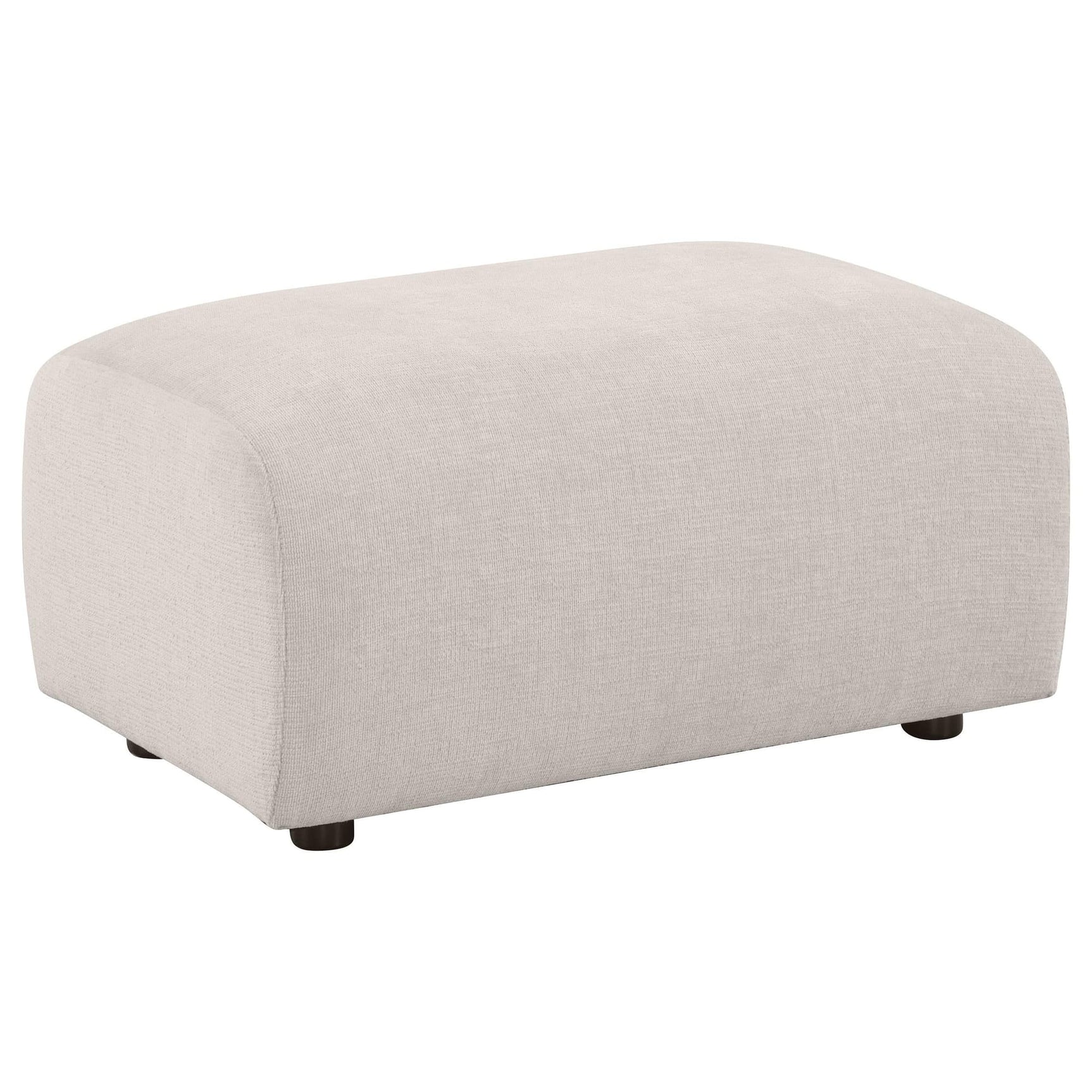 Burnett Chenille Upholstered Ottoman Ivory front view