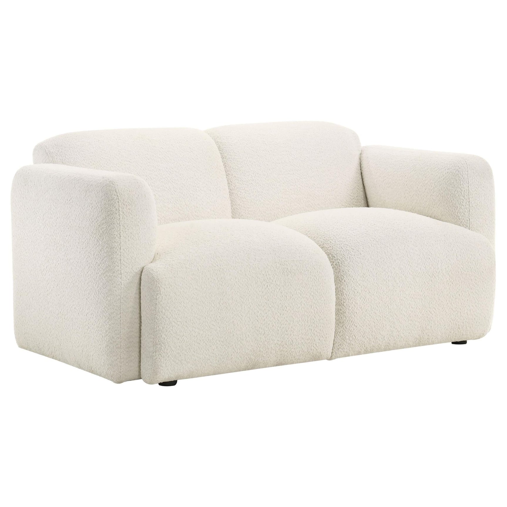 Dorset white fabric upholstered loveseat front view