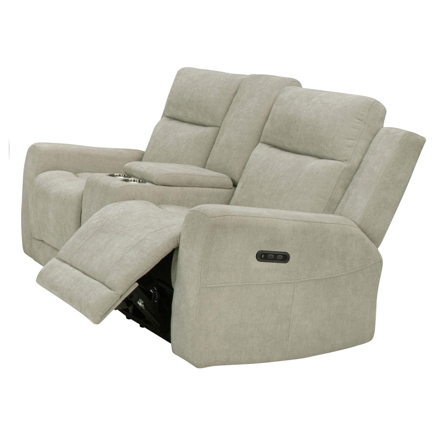 Kennett ivory chenille upholstered power reclining loveseat front view