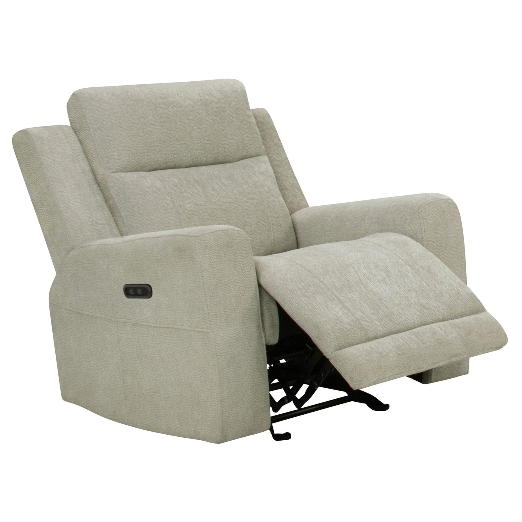 Kennett Ivory Chenille Upholstered Power Recliner Chair front view