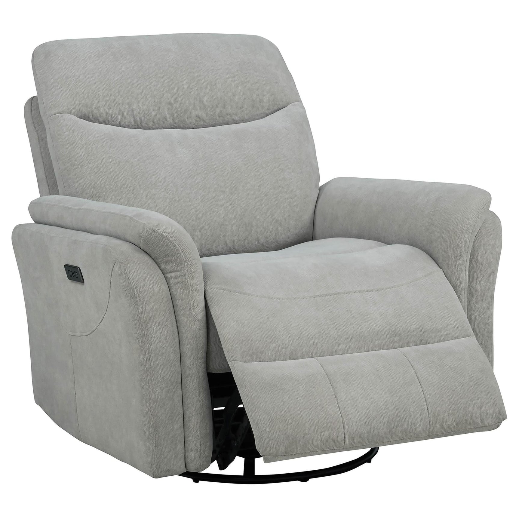 Adler ivory upholstered power swivel glider recliner front view