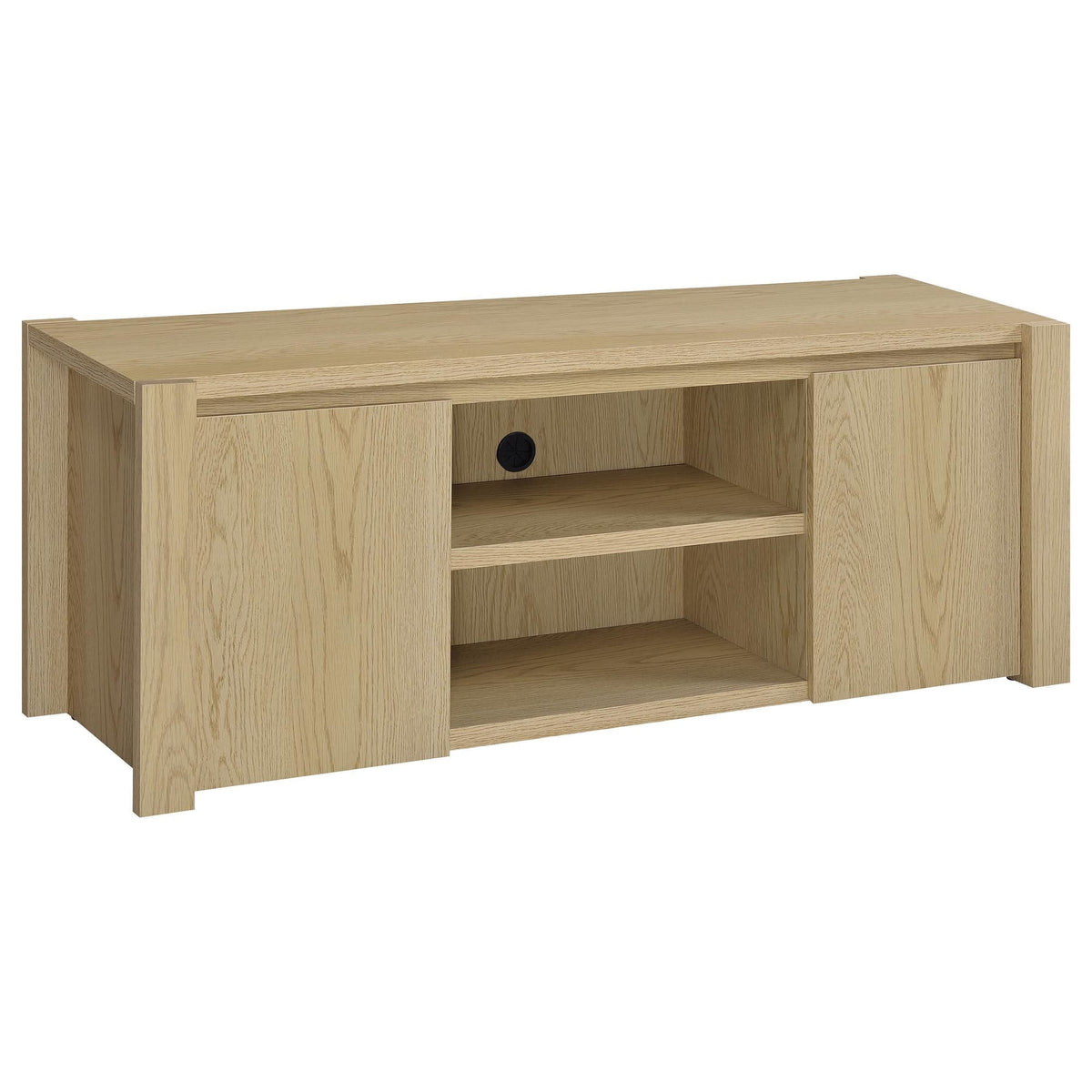 Laurelton 60-inch 2-door media console TV stand in light oak, front view