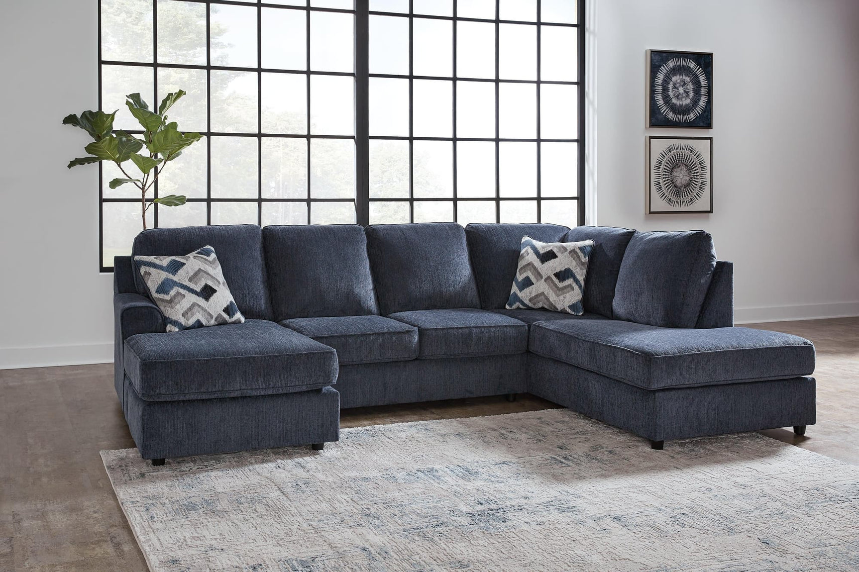 Albar Place Cobalt 2-Piece Sectional sofa main view in cobalt blue fabric