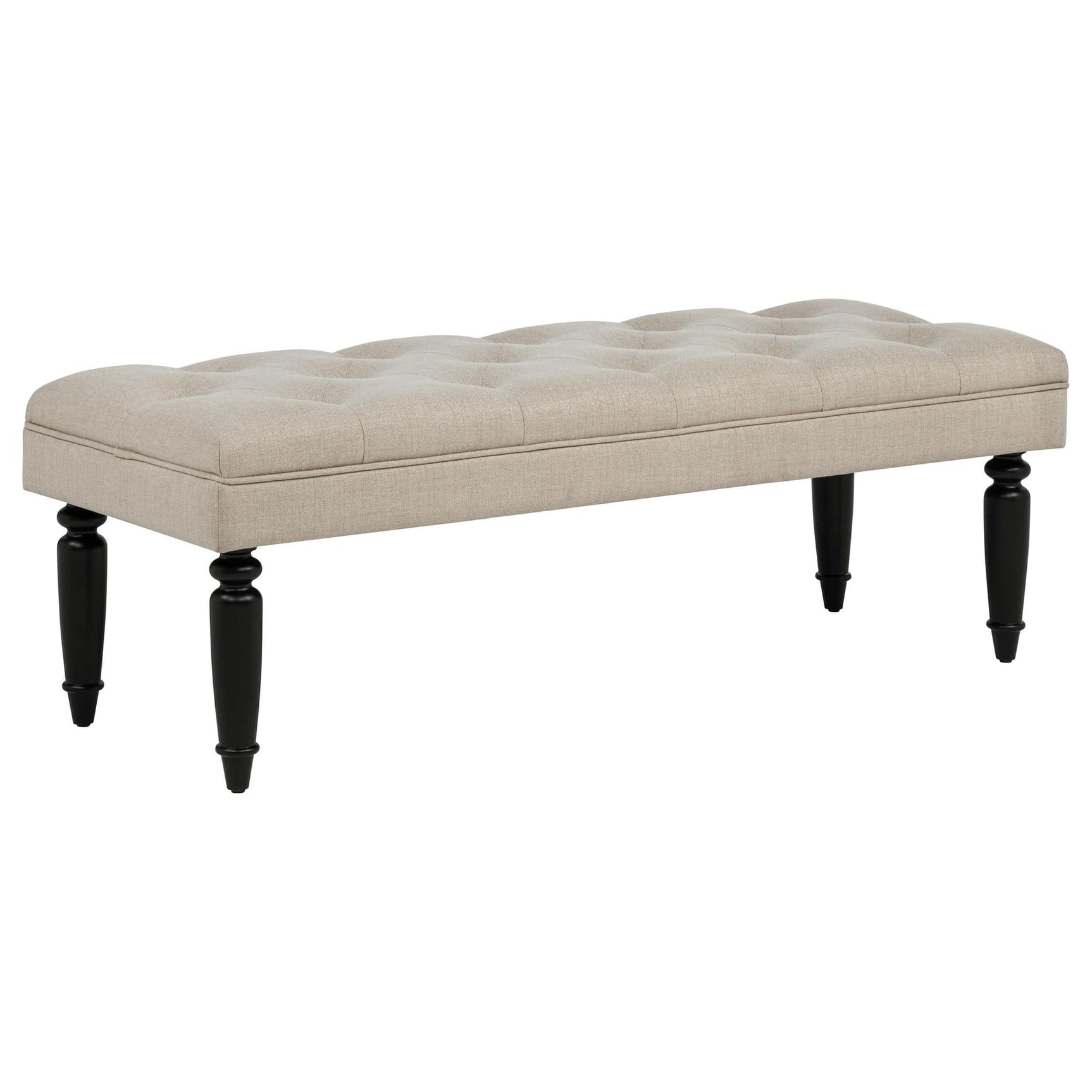 Marsha 52-inch Upholstered Entryway Accent Bench in latte fabric, front view