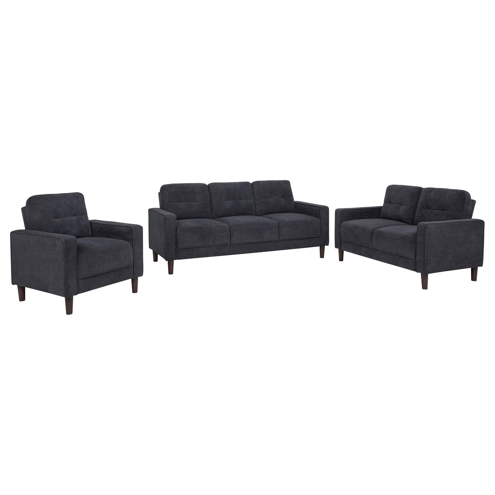 Bowen II 3-piece Upholstered Track Arm Sofa Set steel grey front view