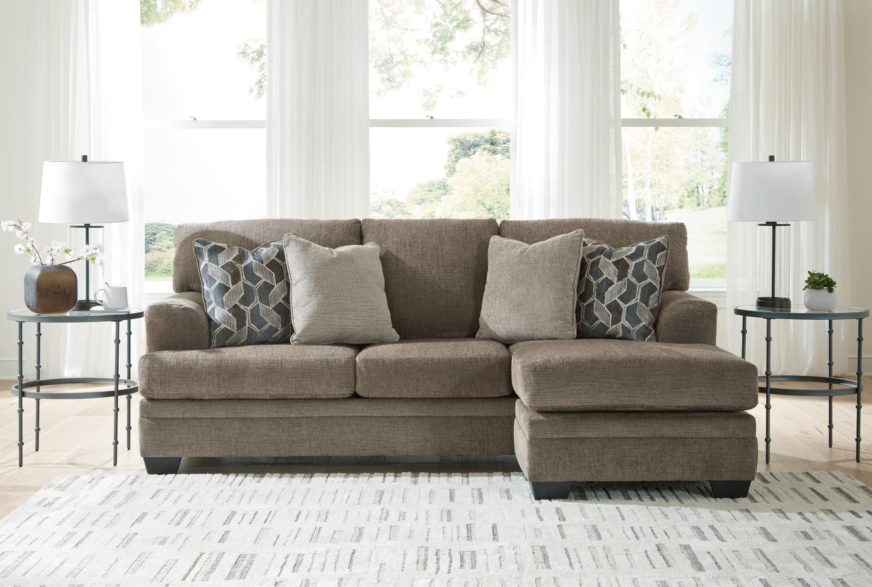 Stonemeade Nutmeg Chenille Sofa Chaise front angle