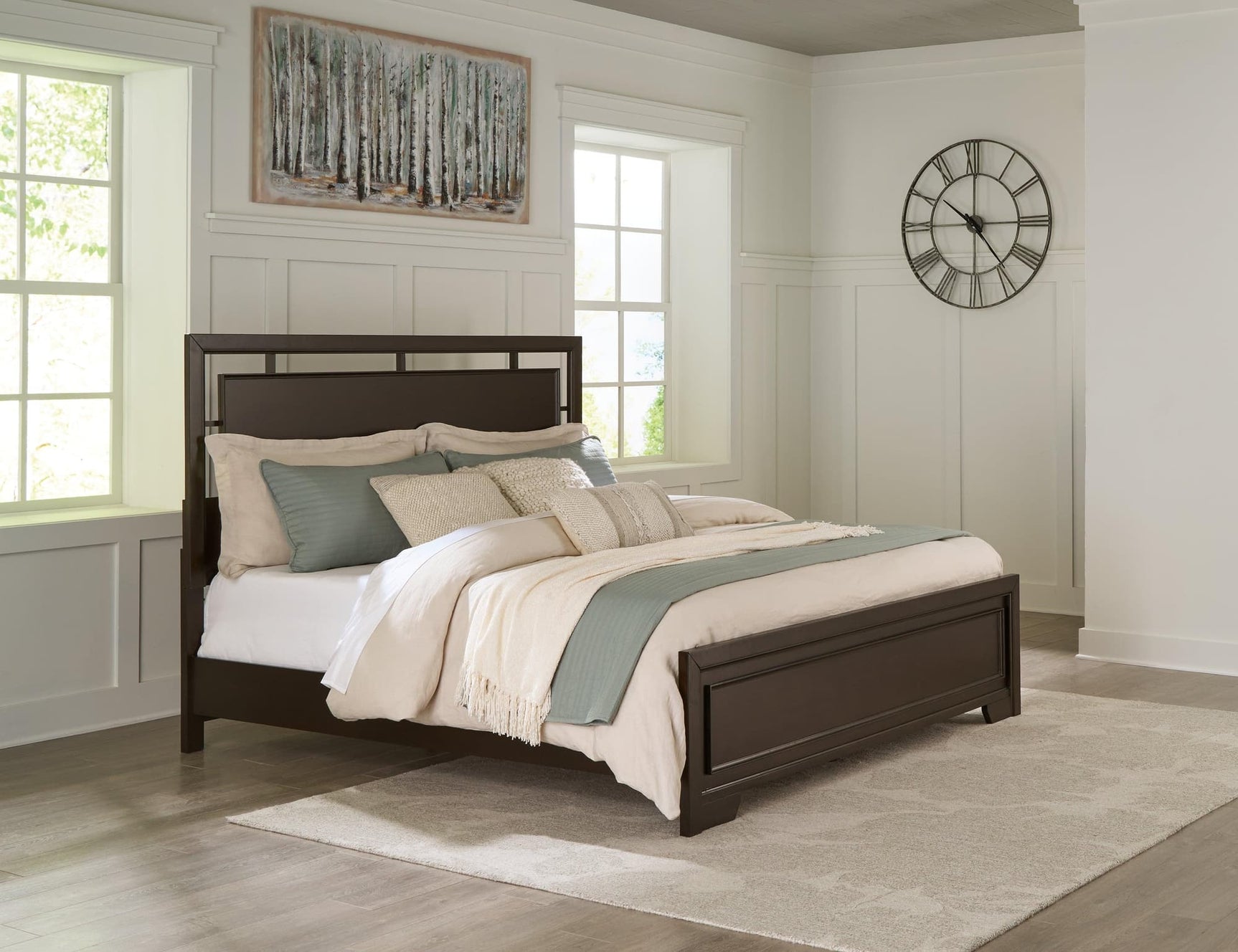 Covetown Dark Brown King Panel Bed front view