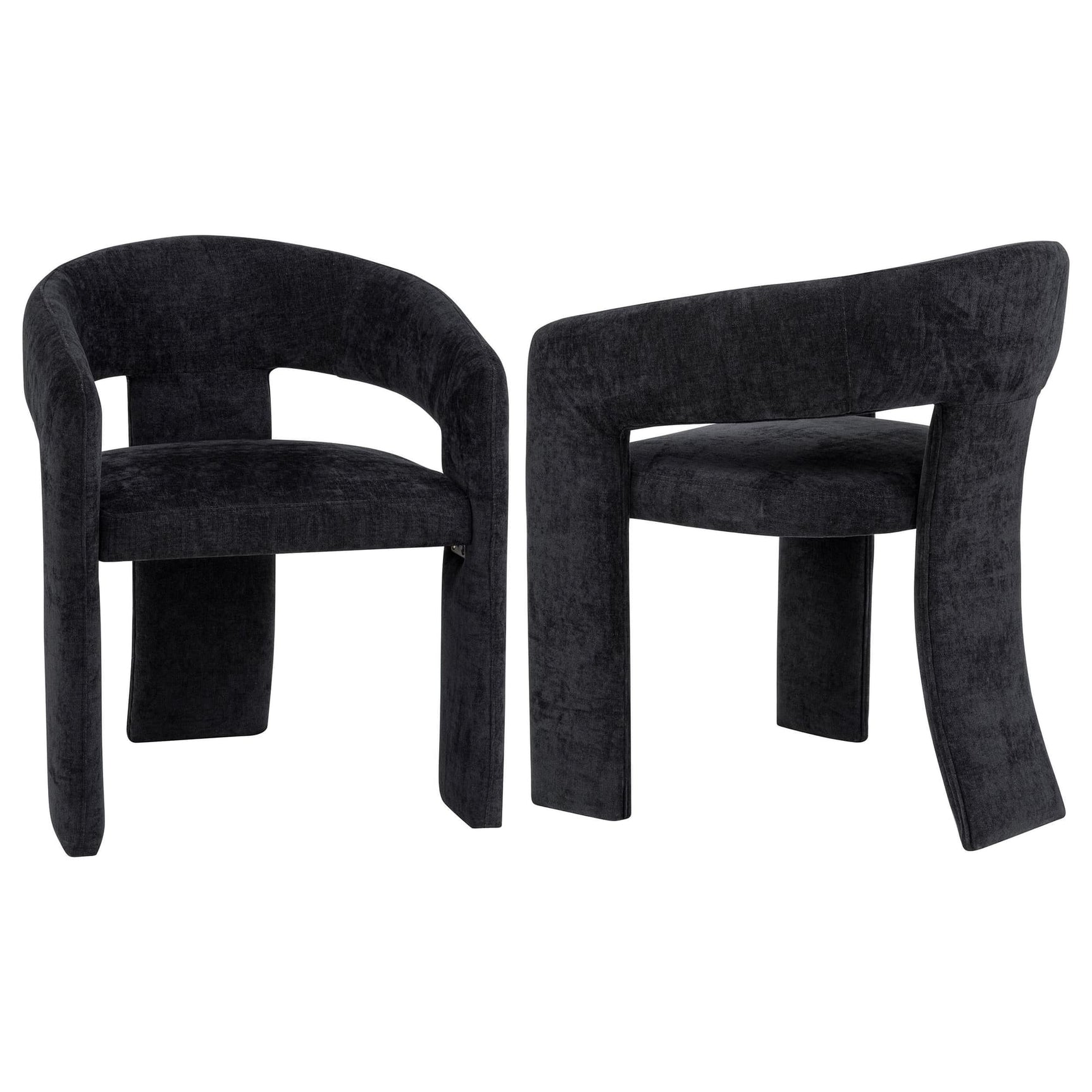Carlow black upholstered dining arm chair front view