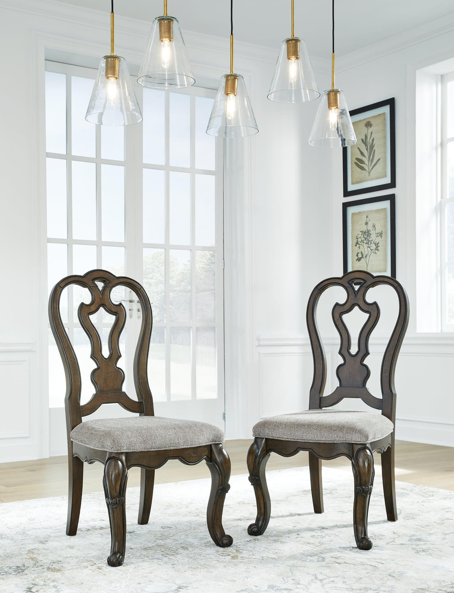 Maylee dark brown traditional dining chair front view