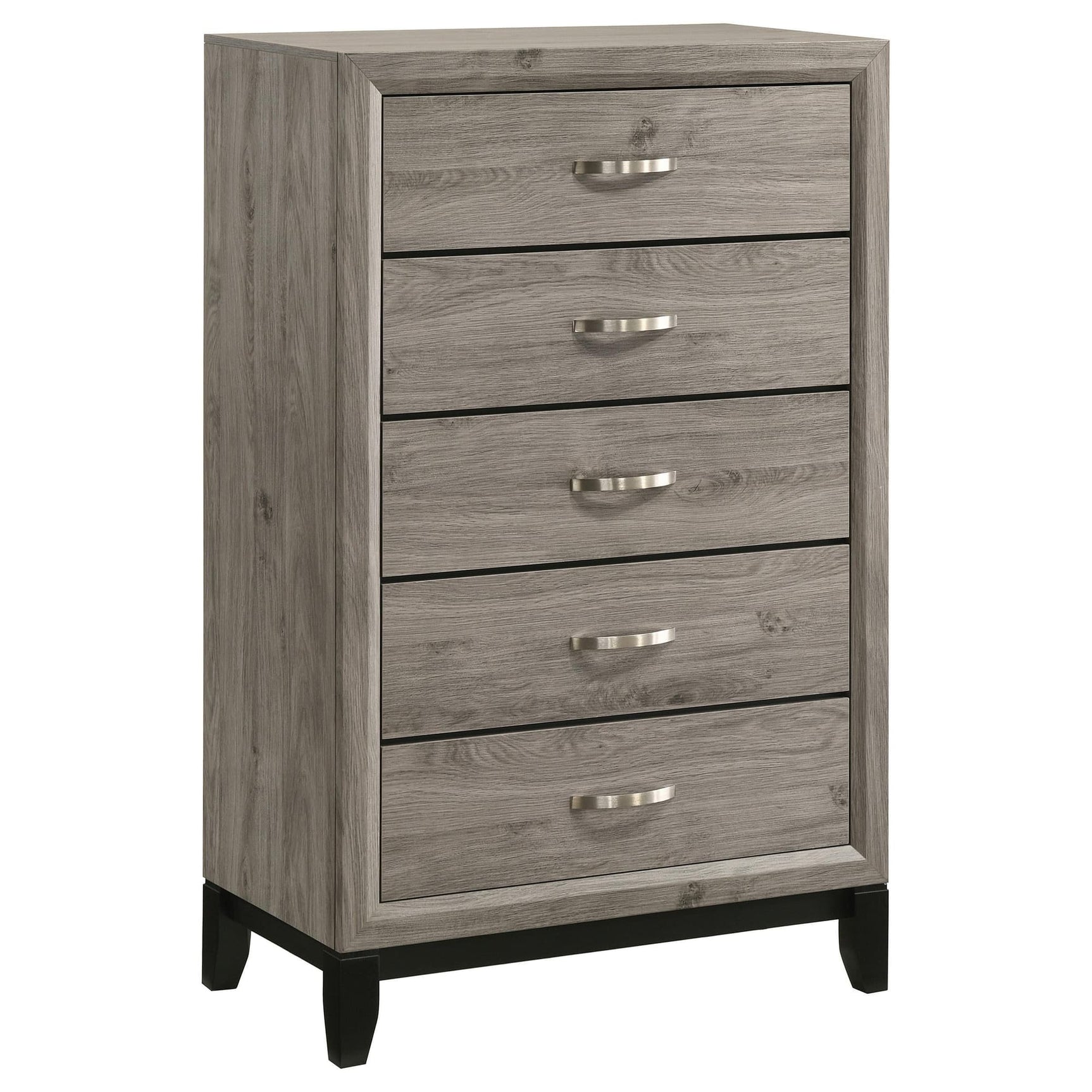 Watson 5-drawer bedroom chest of drawers in light taupe, front view