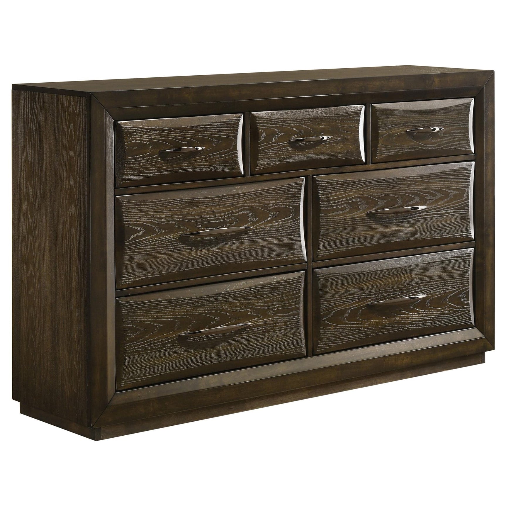 Atlas 7-drawer bedroom dresser cabinet dark oak front view
