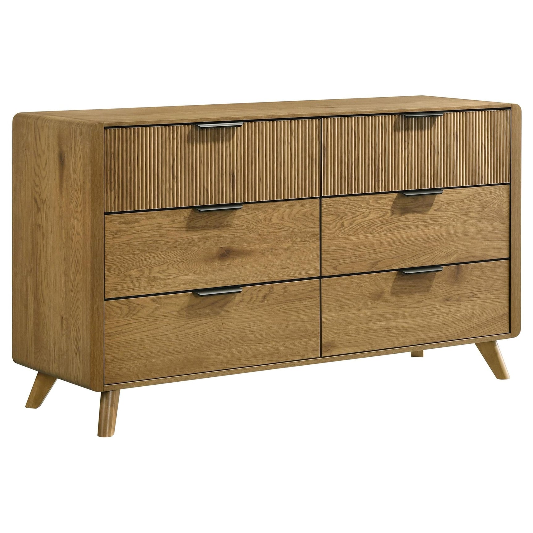 Bennett 6-drawer light oak bedroom dresser cabinet front view