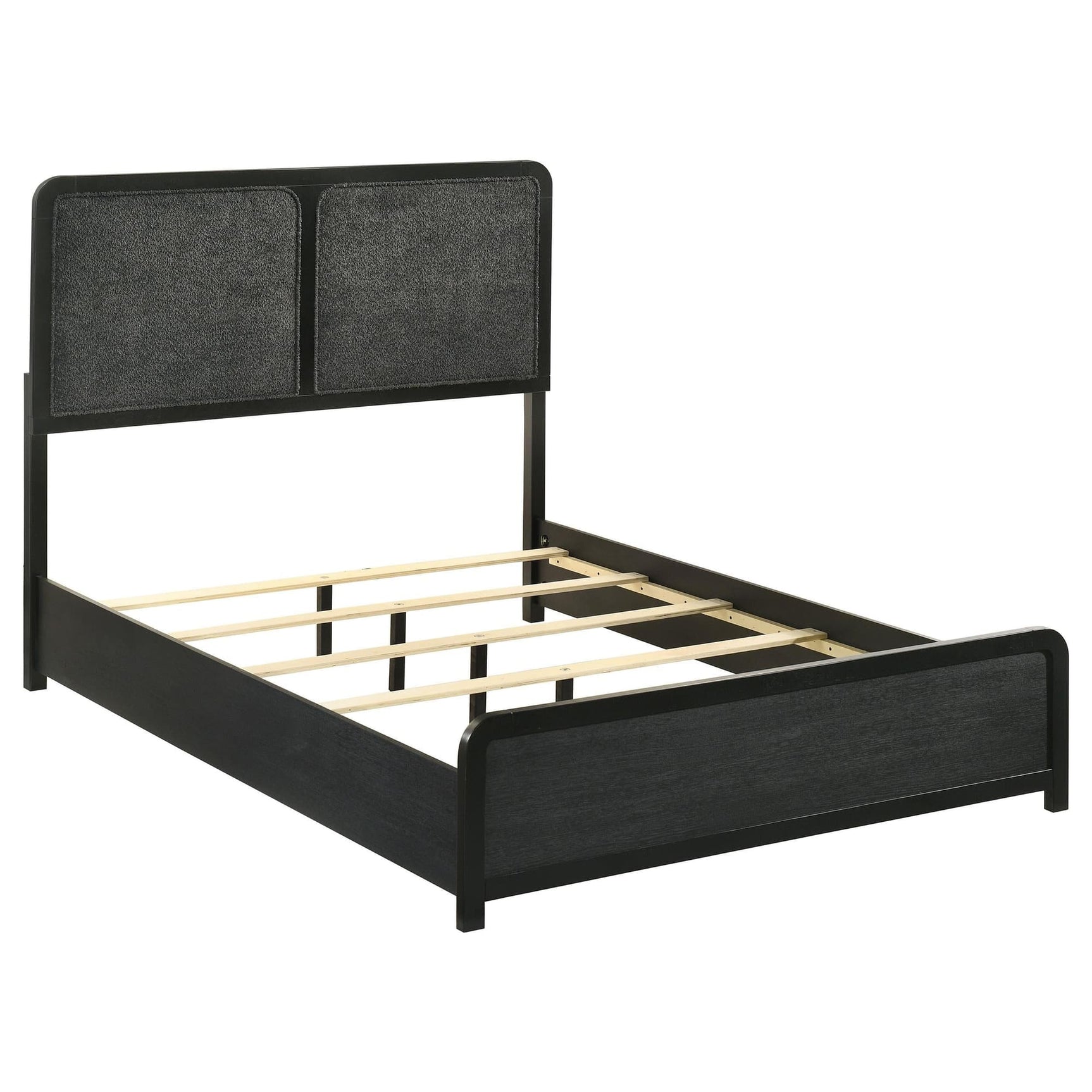 Cavelle 51-inch upholstered full panel bed in black, front view