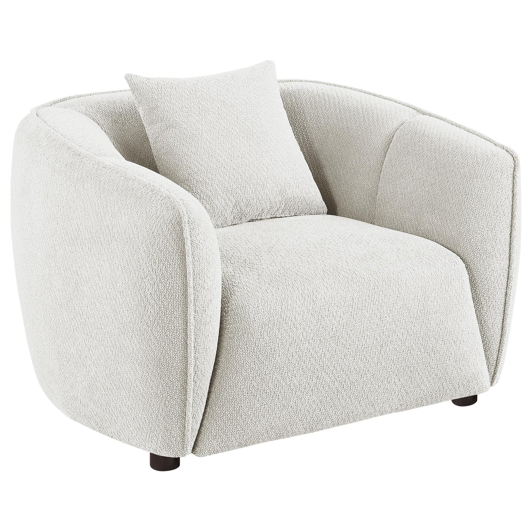 Aleisha Ivory chenille accent chair front angle with vertical channel back