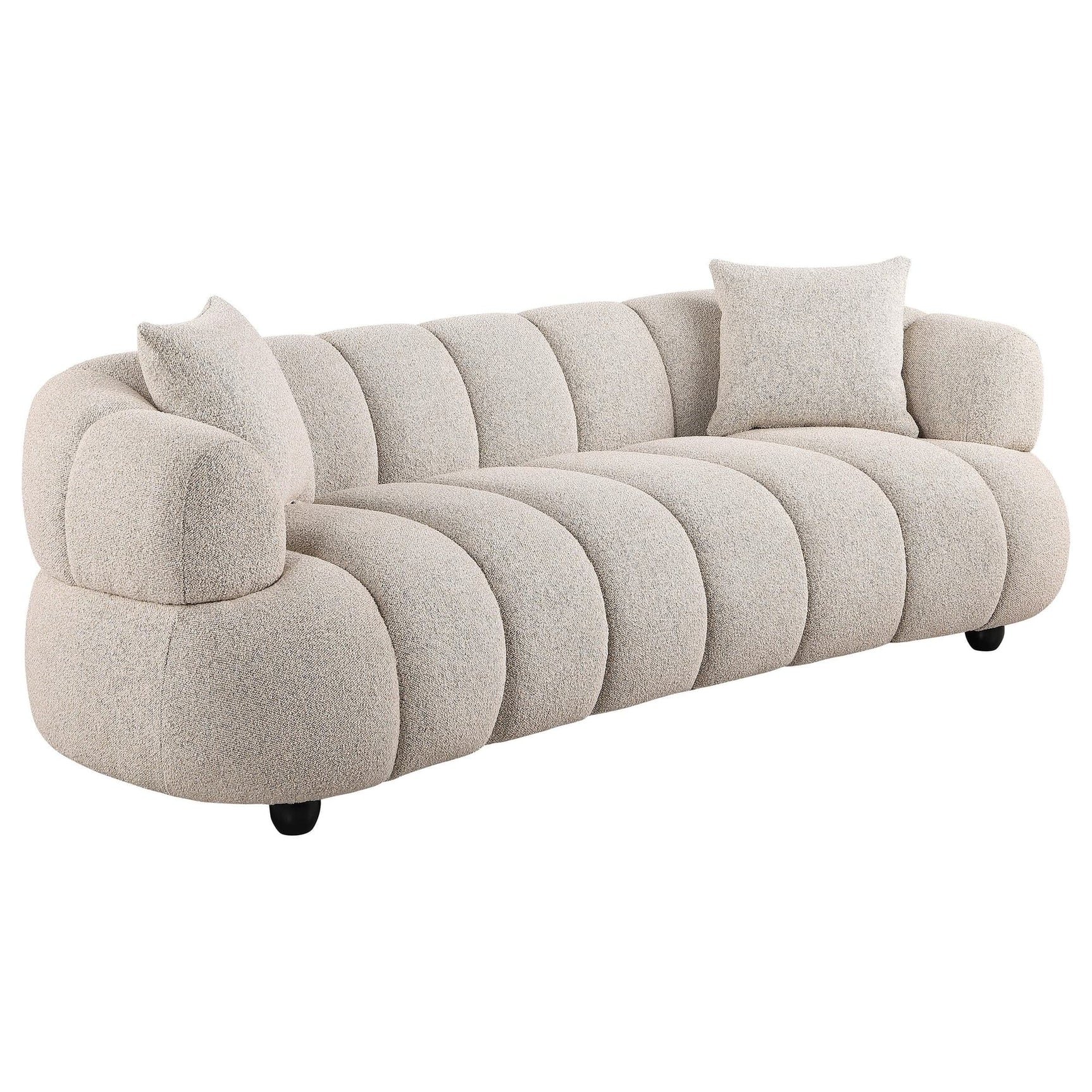 Whitney Contemporary Channel Tufted Boucle Upholstered Sofa main view