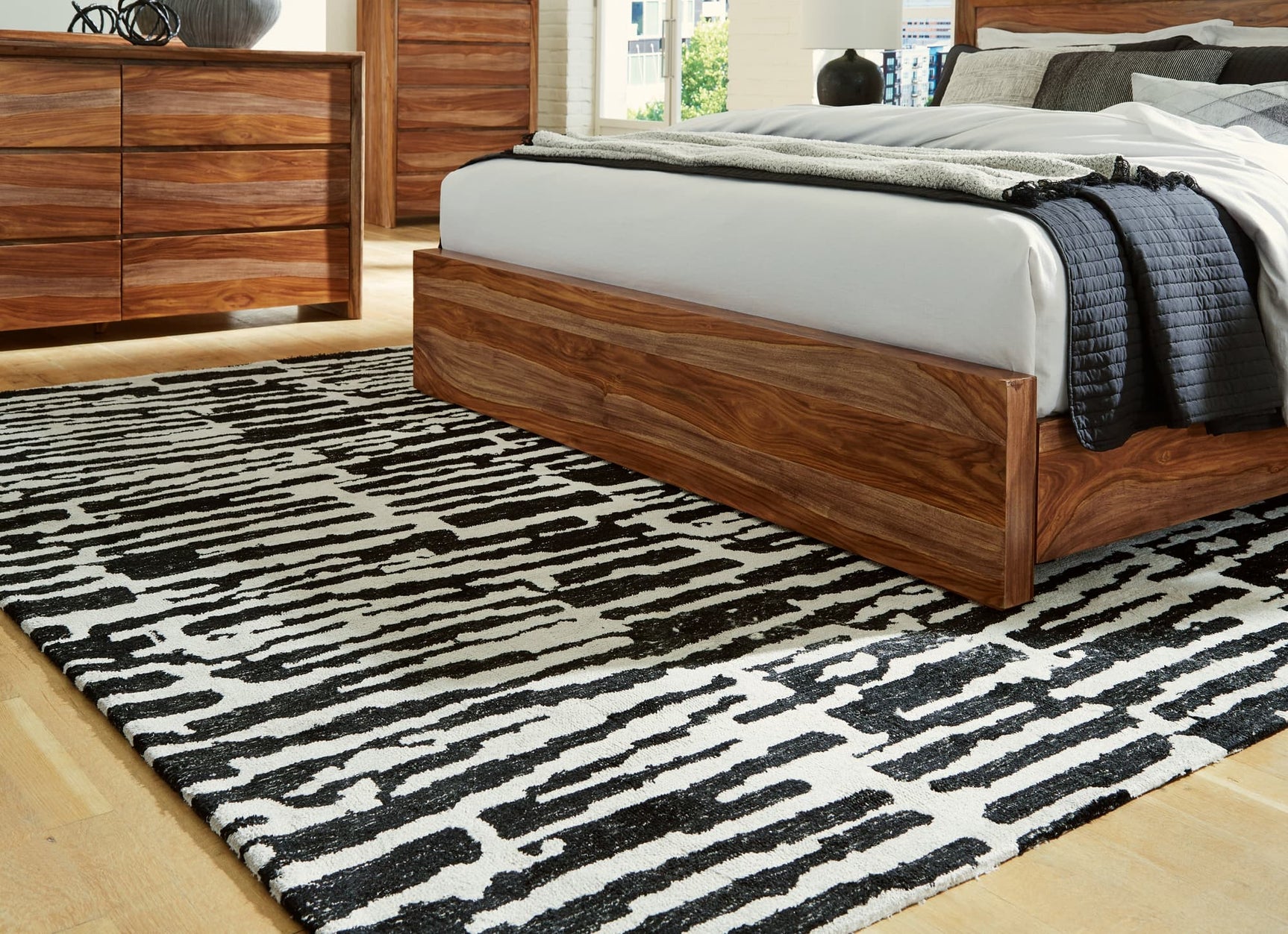 Bramshaw Black and Ivory Large Rug front view