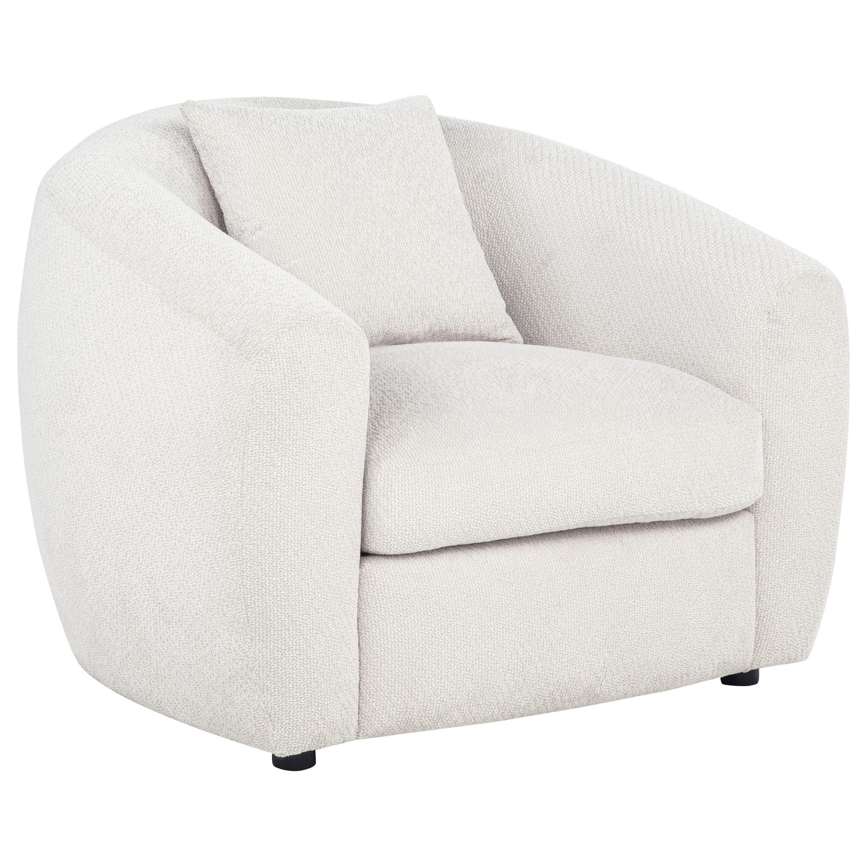Isabella fabric upholstered accent chair in sand color front view