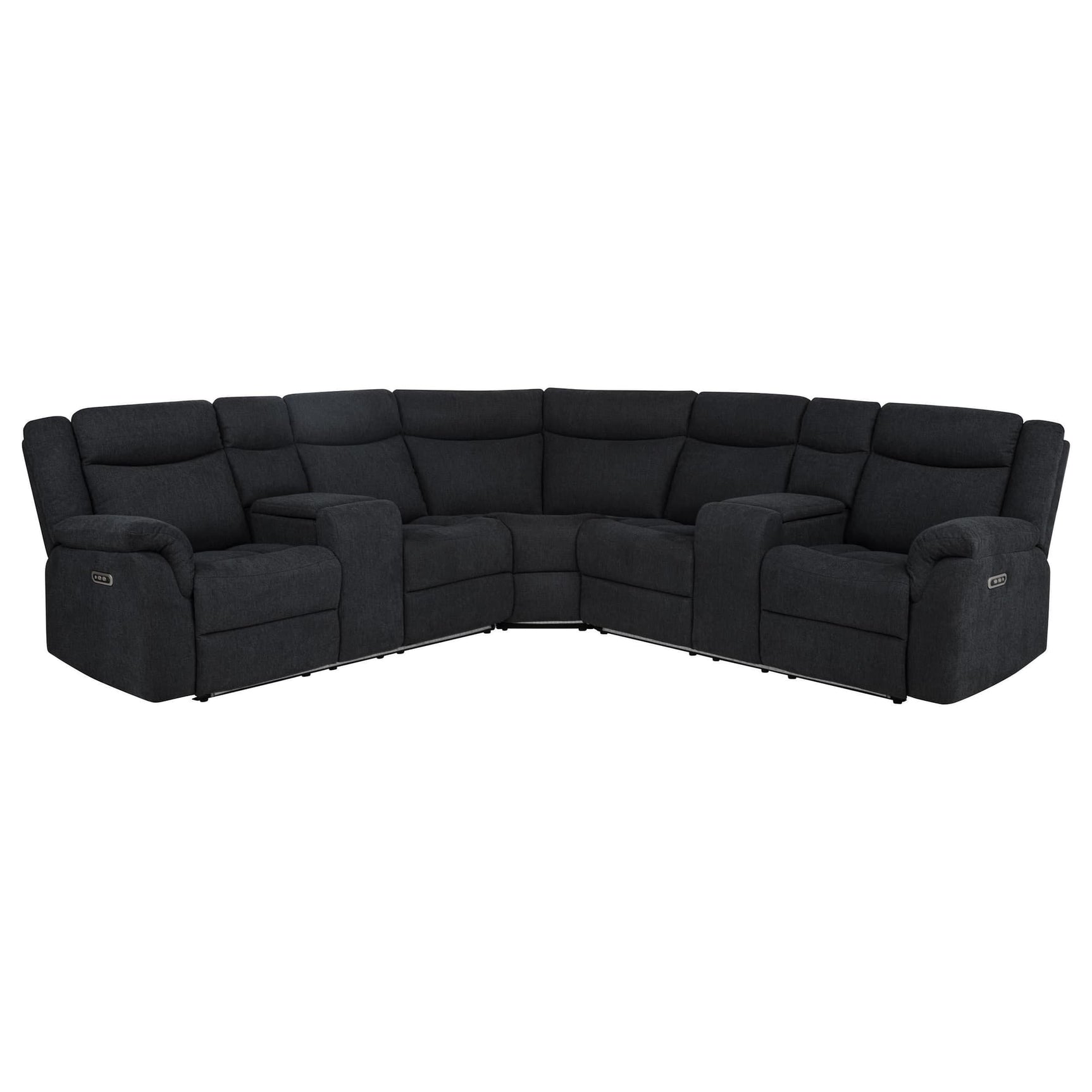 Hagen Upholstered Power Reclining Sectional Sofa Steel Grey, front angle