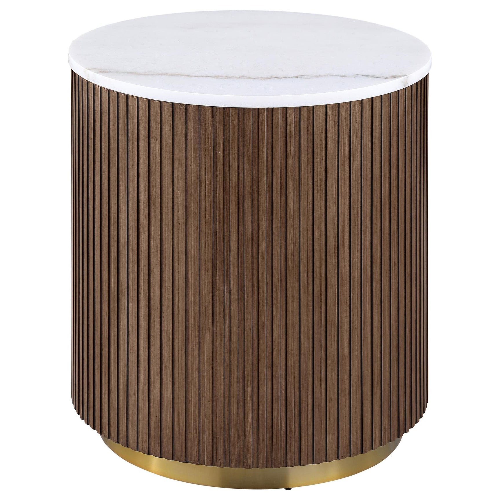 Jason round side table white marble top front view