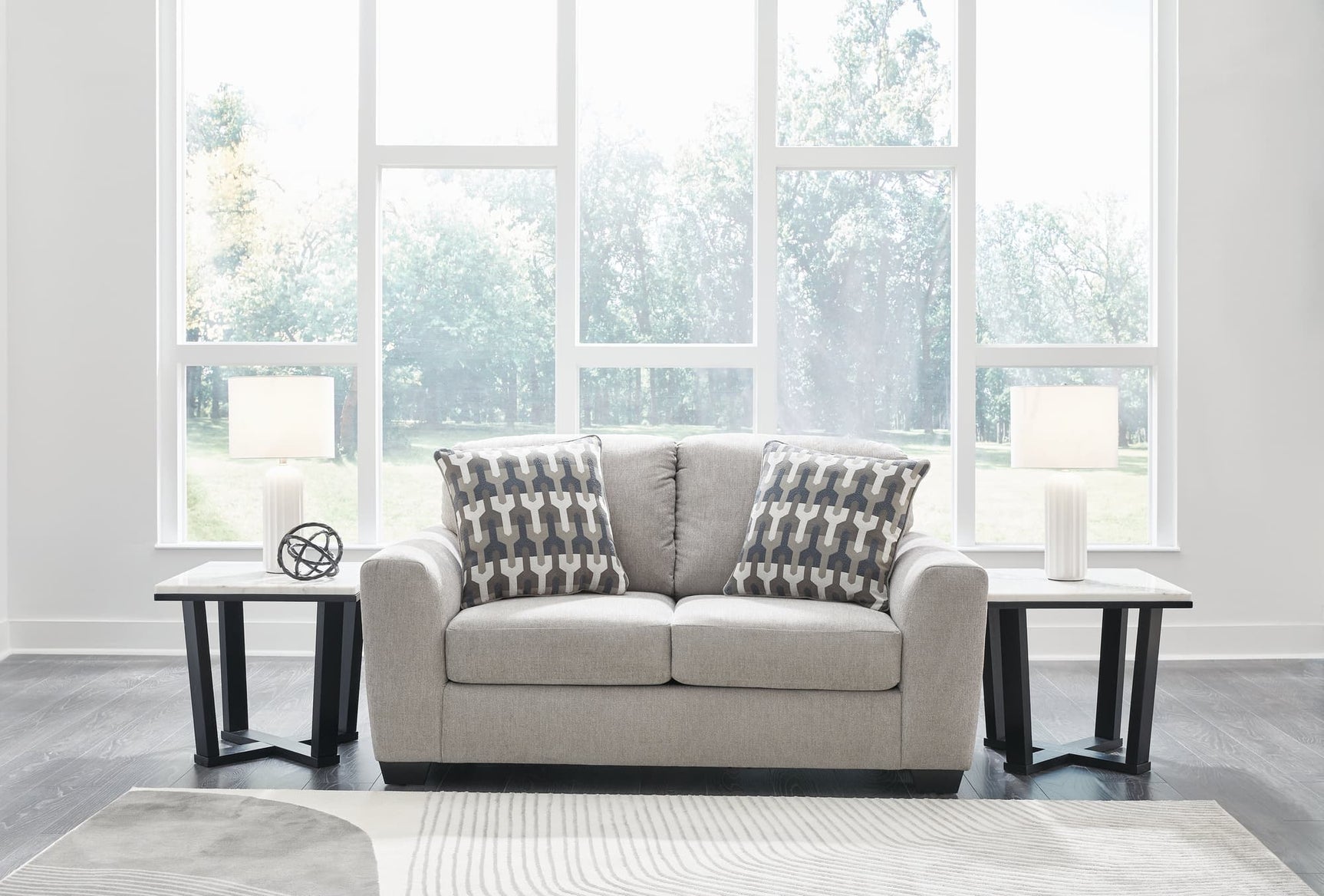 Avenal Park Flannel Chenille Loveseat angled view