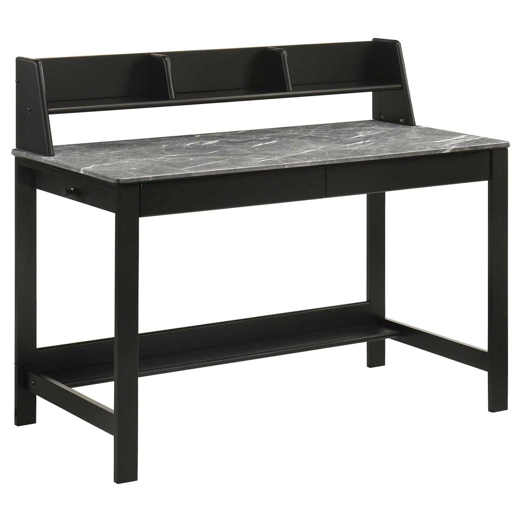 Besler 47-inch SmartTop Writing Desk in Grey Stone and Black - front view
