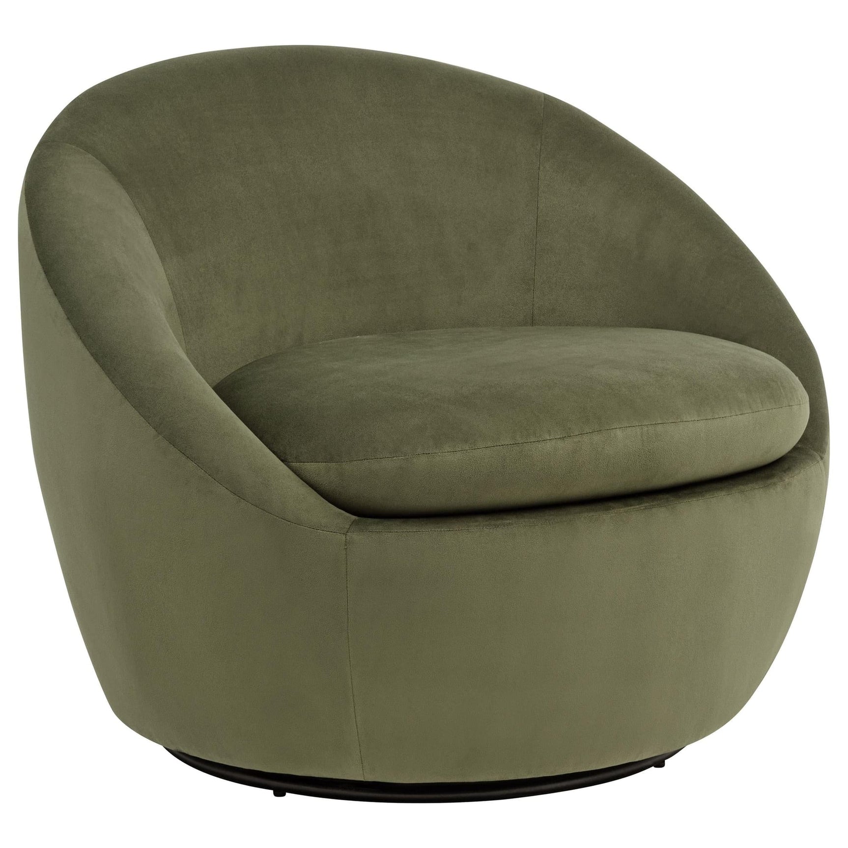 Myernick olive velvet swivel accent chair front view