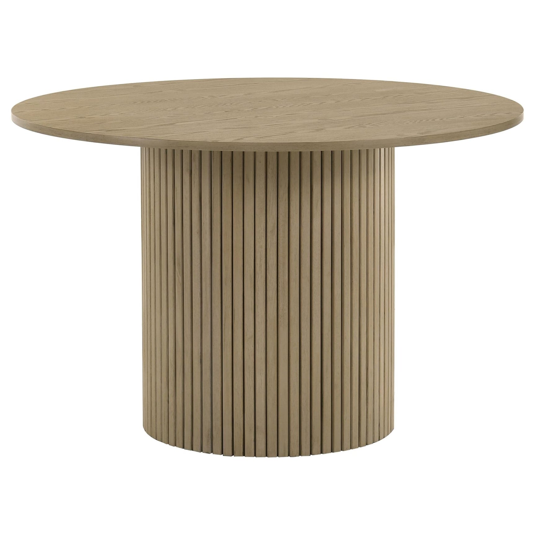 Hamlyn 43-inch round natural oak wood dining table front view
