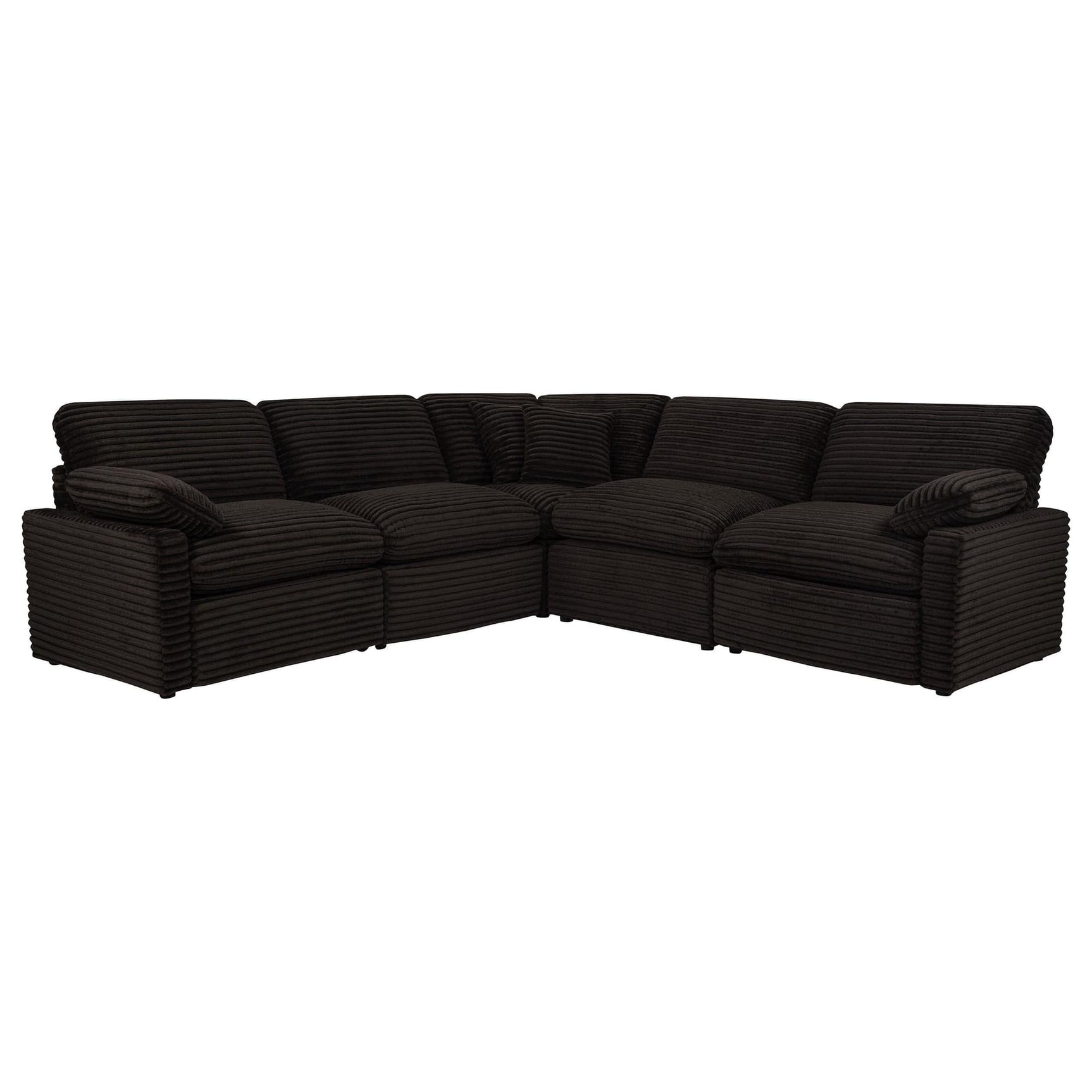 Collins 5-piece modular power reclining sectional chocolate brown front angle
