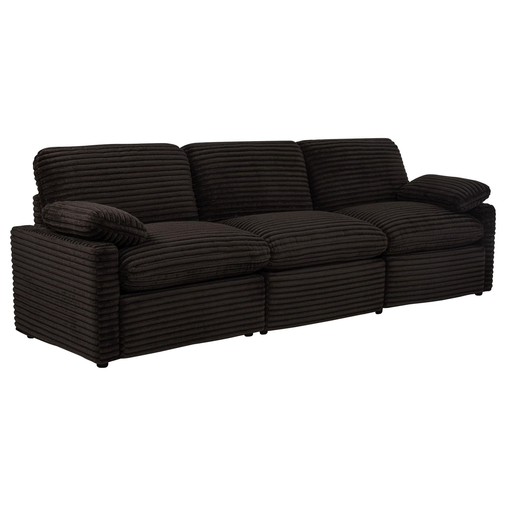 Chocolate brown Collins modular power sofa, front angle view