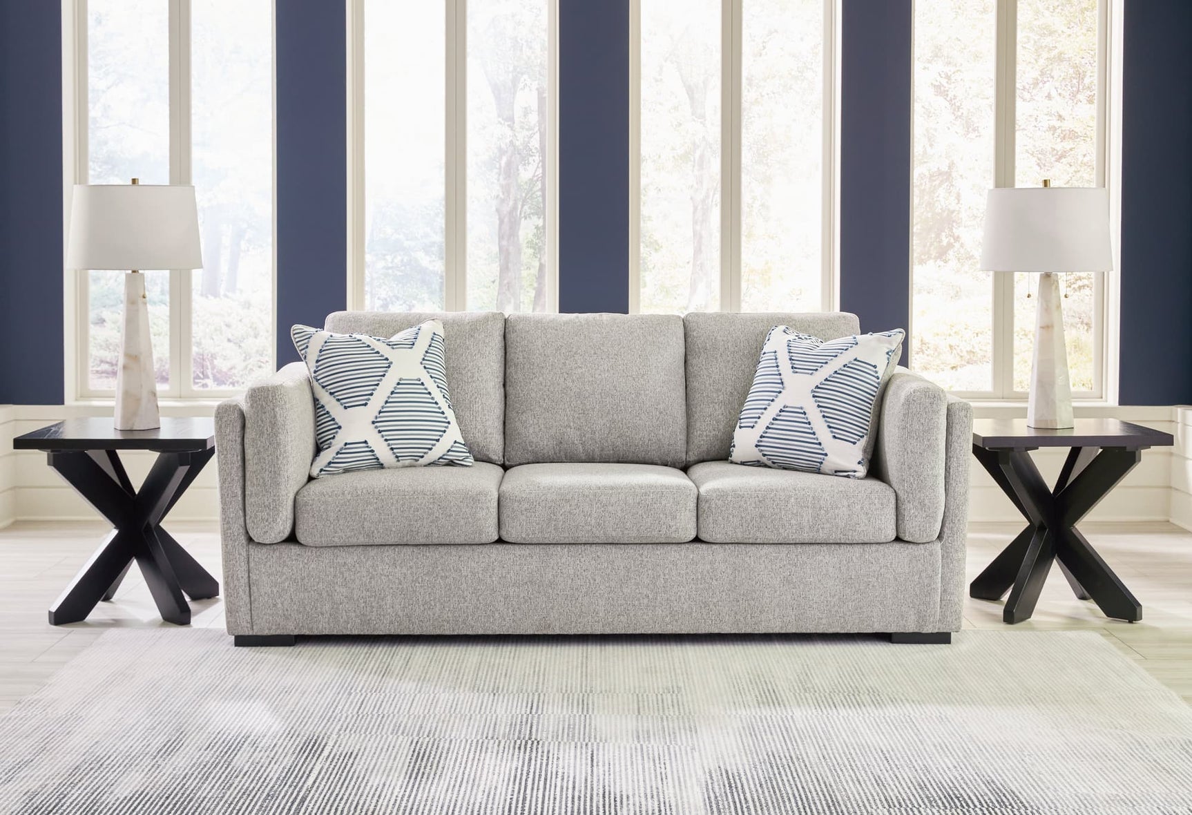 Evansley Pewter Nuvella® Sofa front view