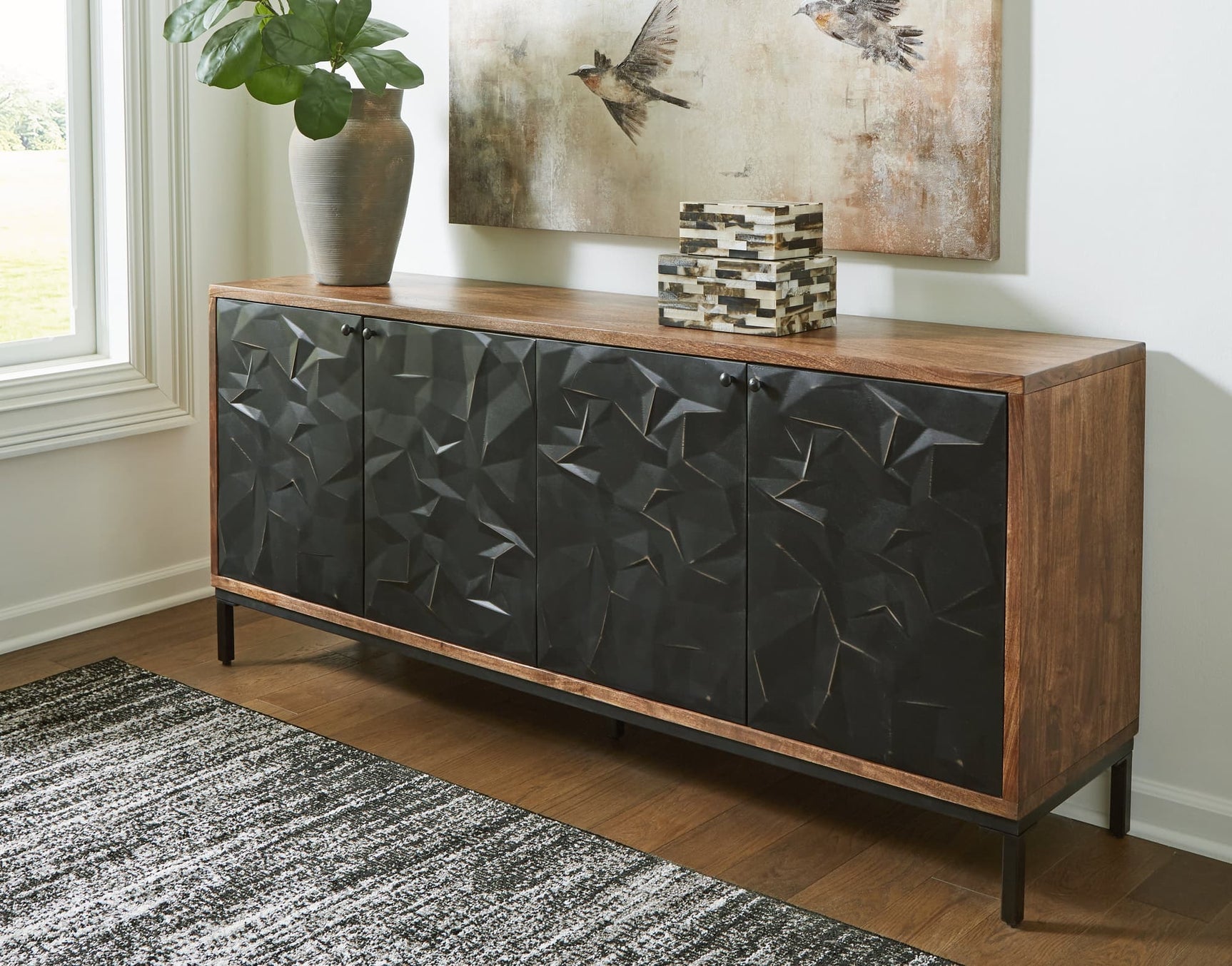Dorannby Black and Brown Accent Cabinet front view
